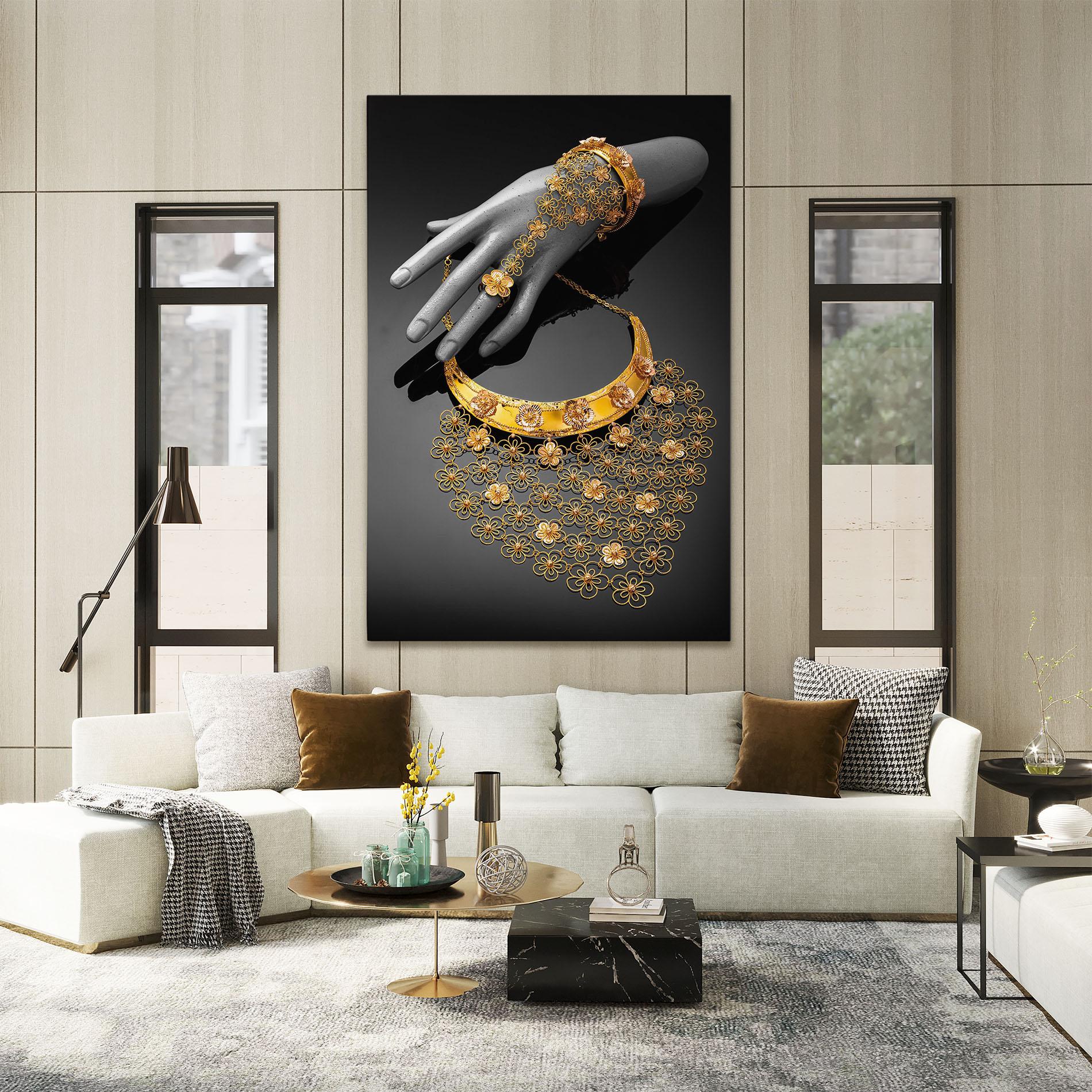 Tablou Canvas Golden Jewelery Set mockup 2