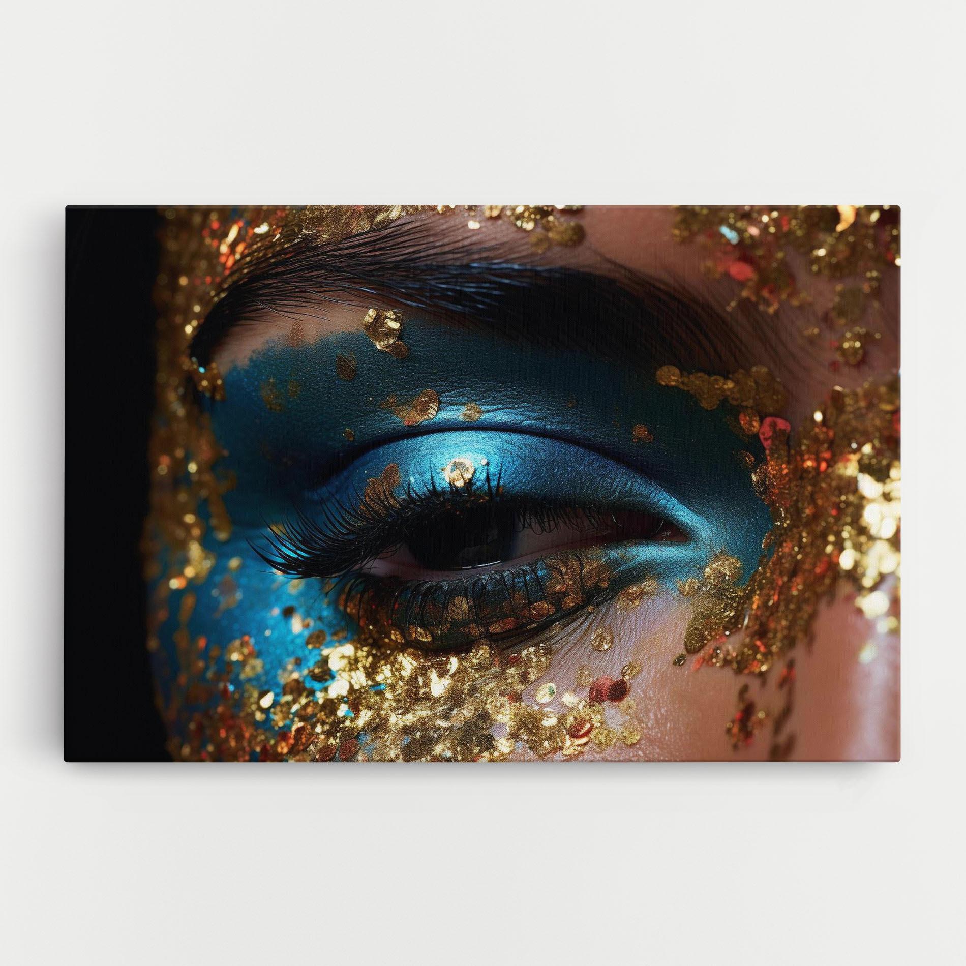 Tablou Canvas Blue Gold Glitter mockup 0