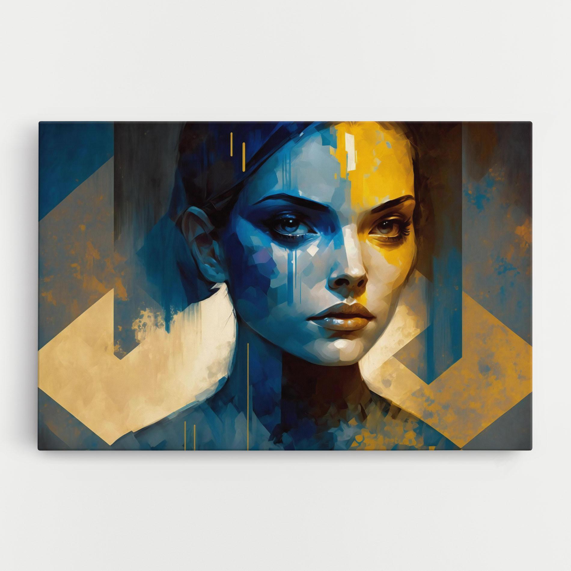 Tablou Canvas Gold Blue Face mockup 0