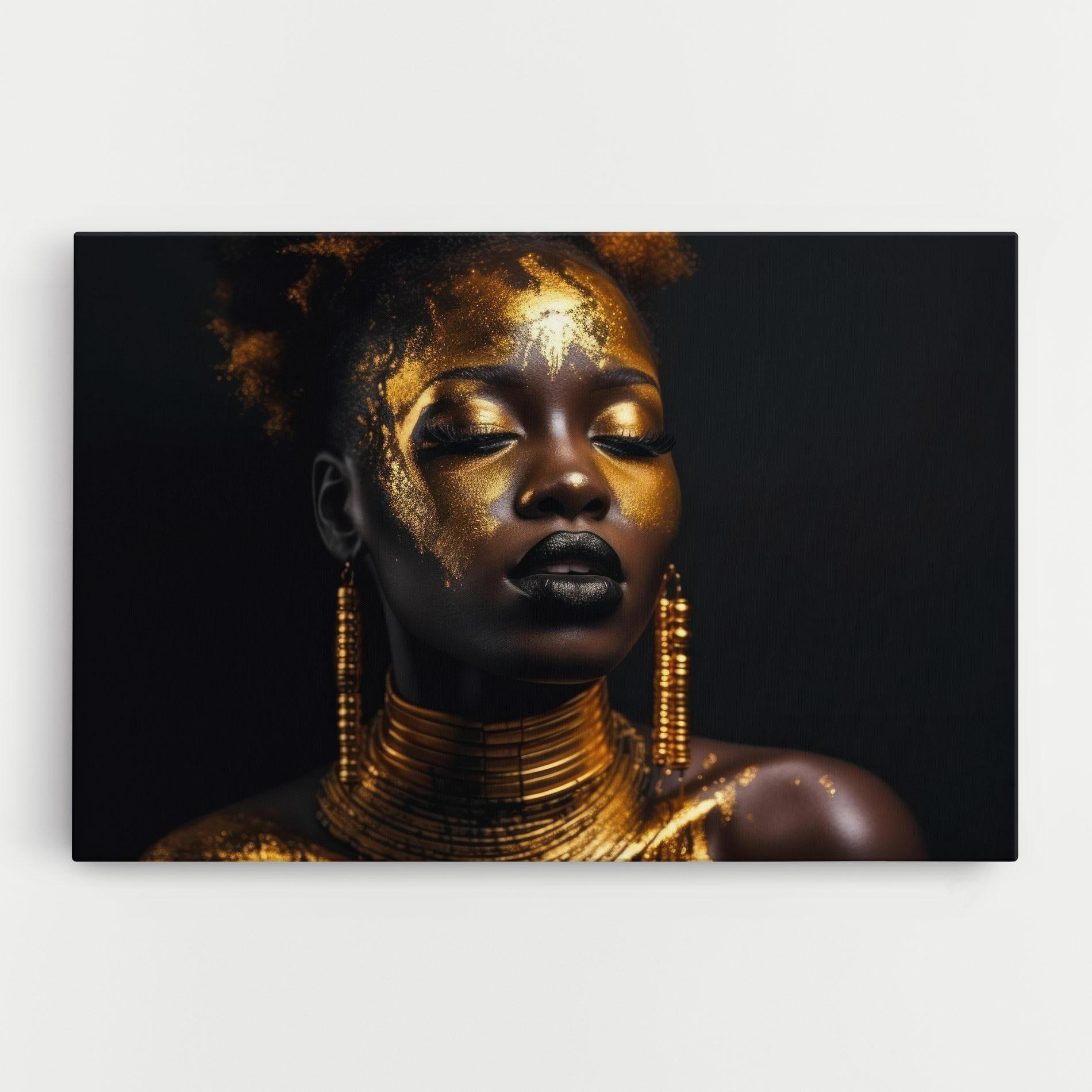 Tablou Canvas Gold Makeup Black Lips mockup 0