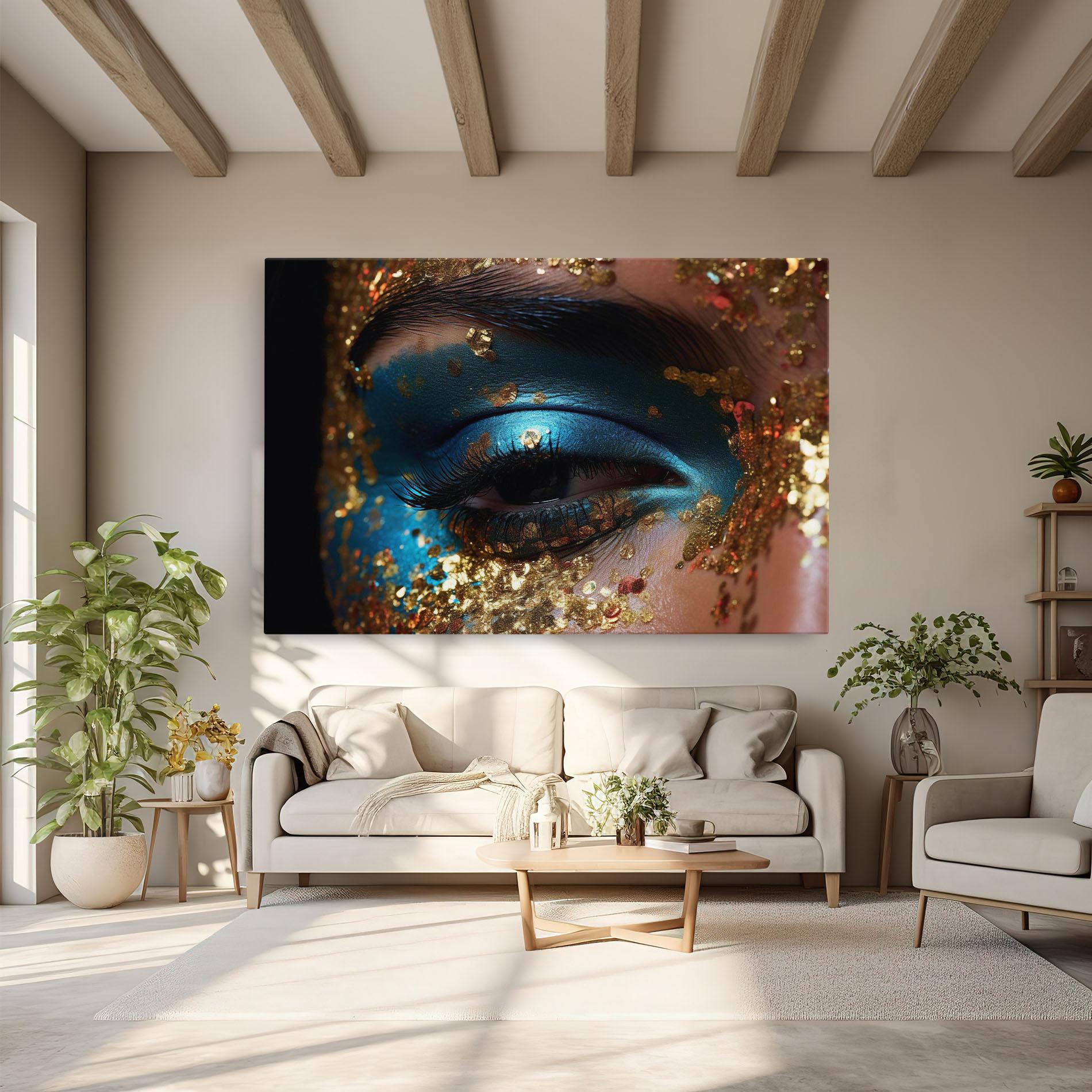 Tablou Canvas Blue Gold Glitter mockup 6