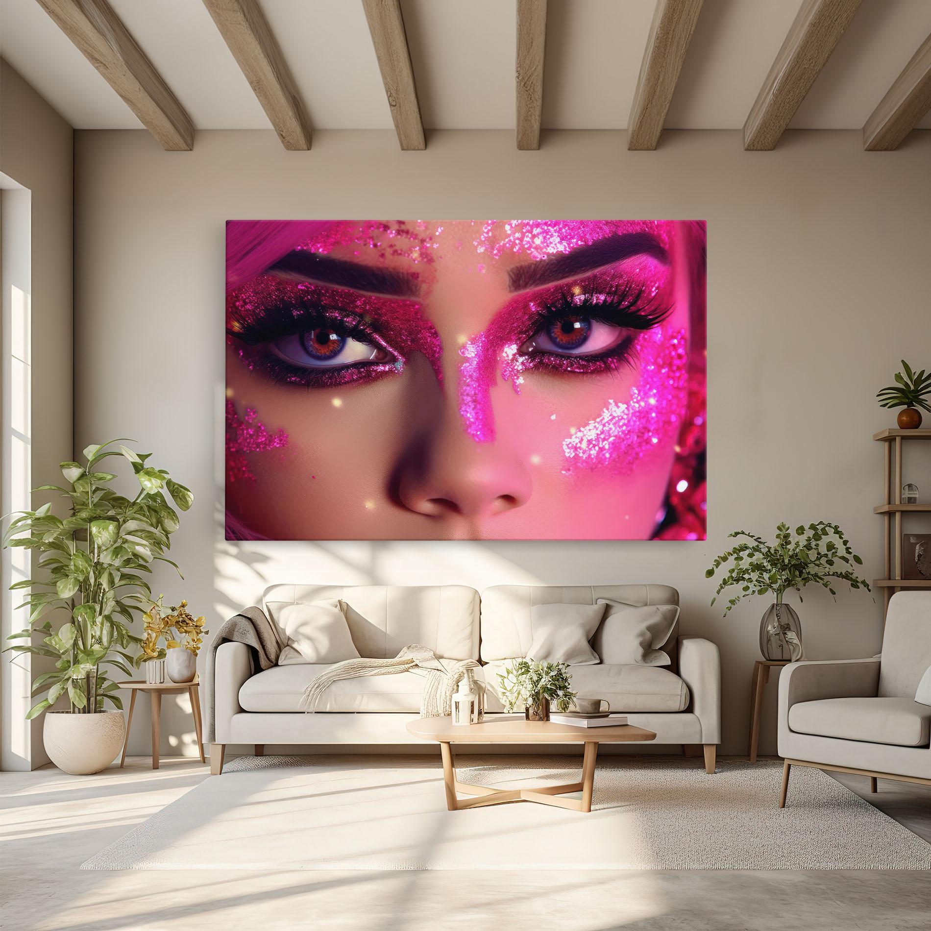 Tablou Canvas Pink Glitter Makeup mockup 6