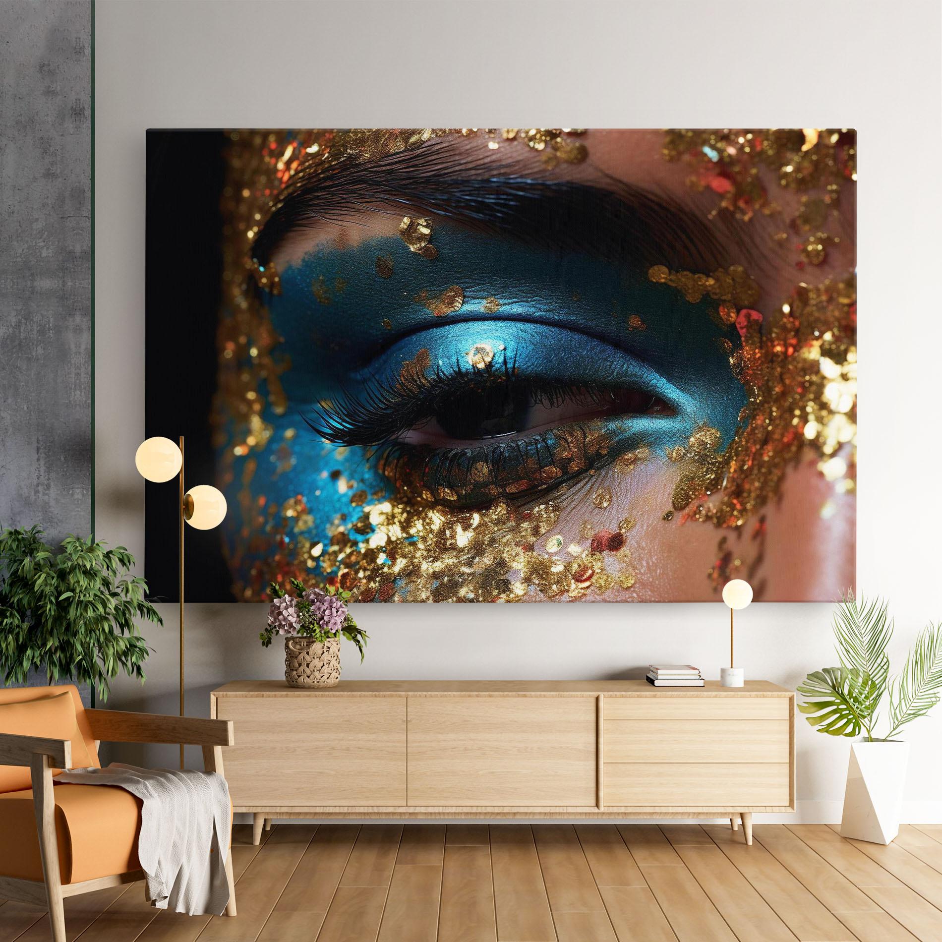 Tablou Canvas Blue Gold Glitter mockup 9