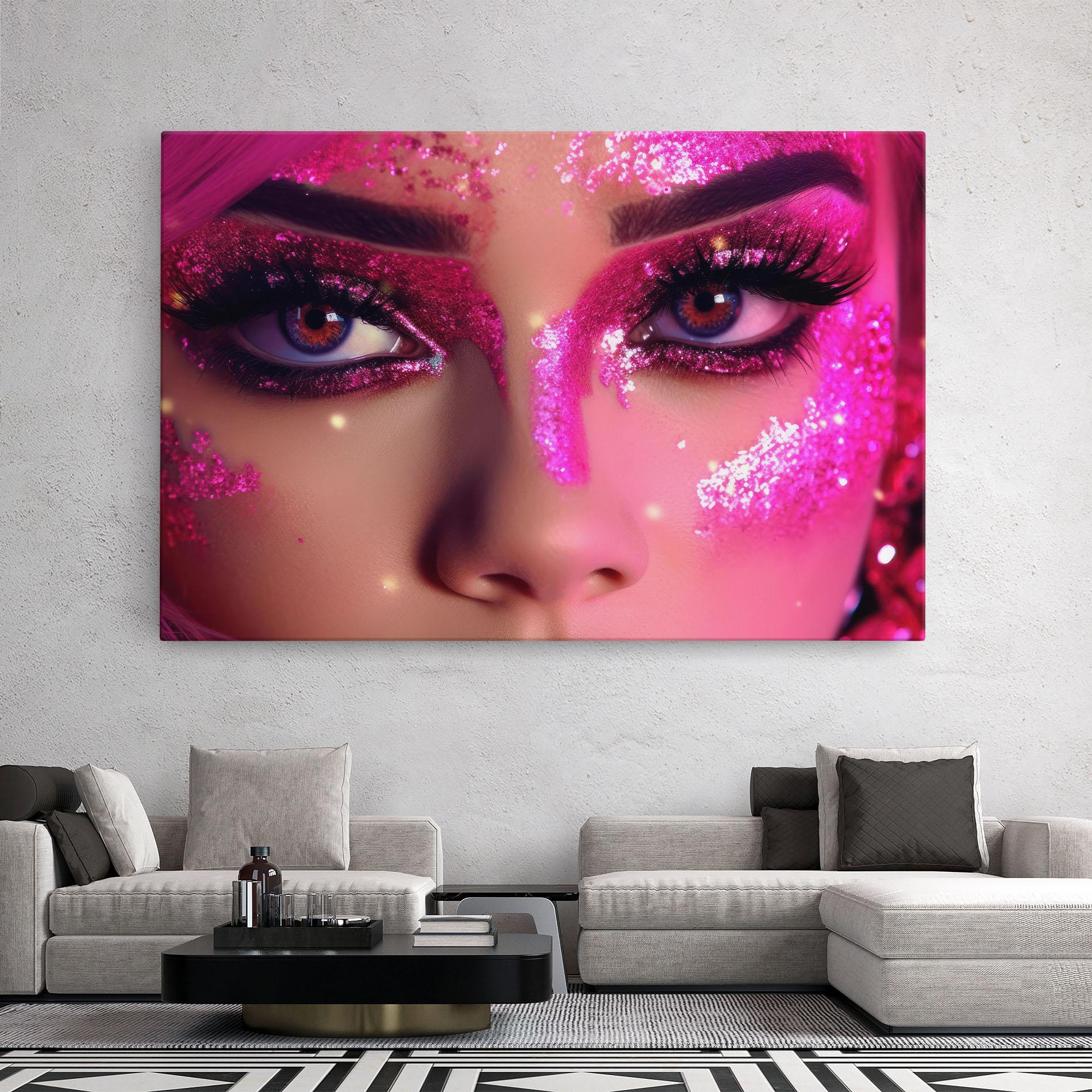 Tablou Canvas Pink Glitter Makeup mockup 2