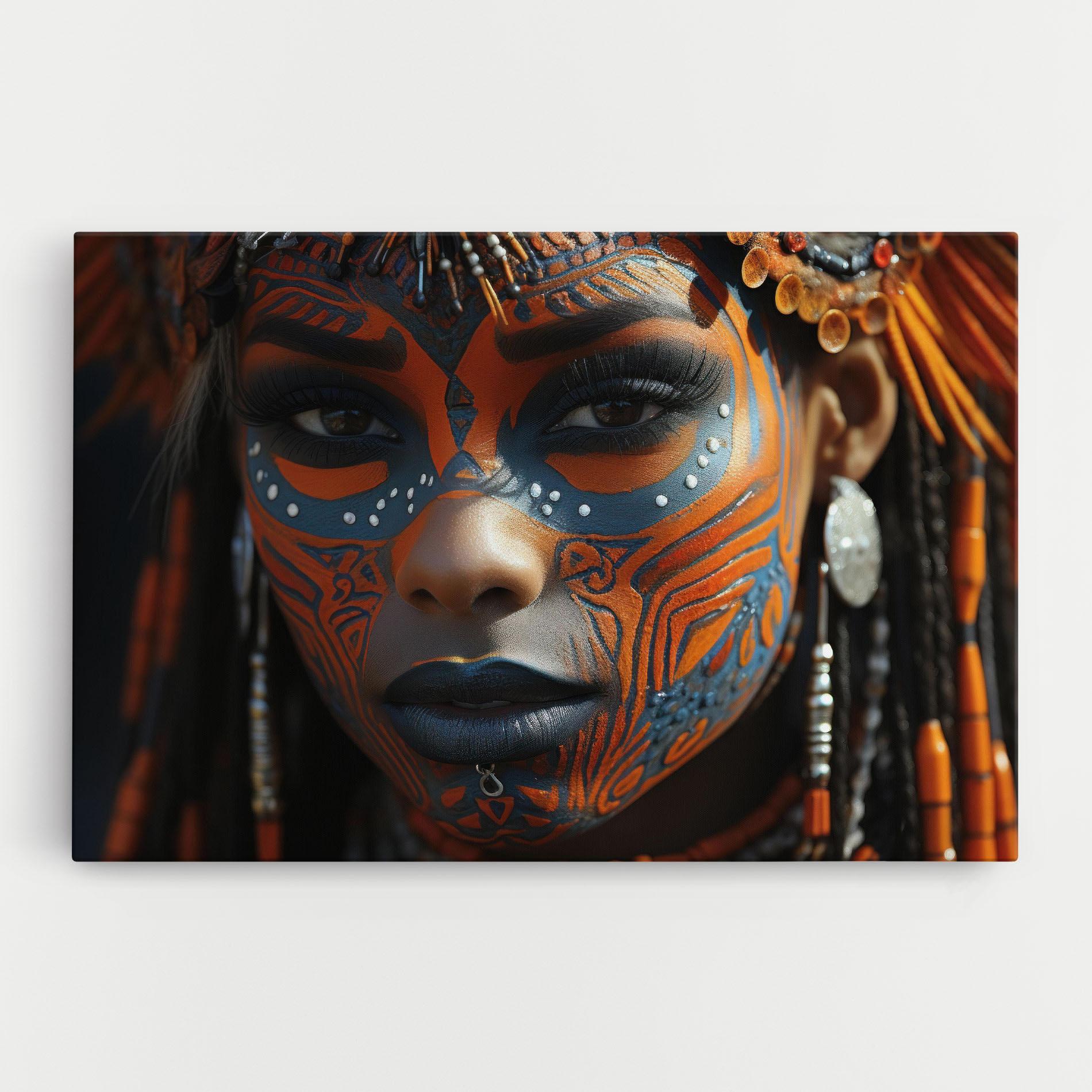 Tablou Canvas Orange Tribal Paint mockup 0