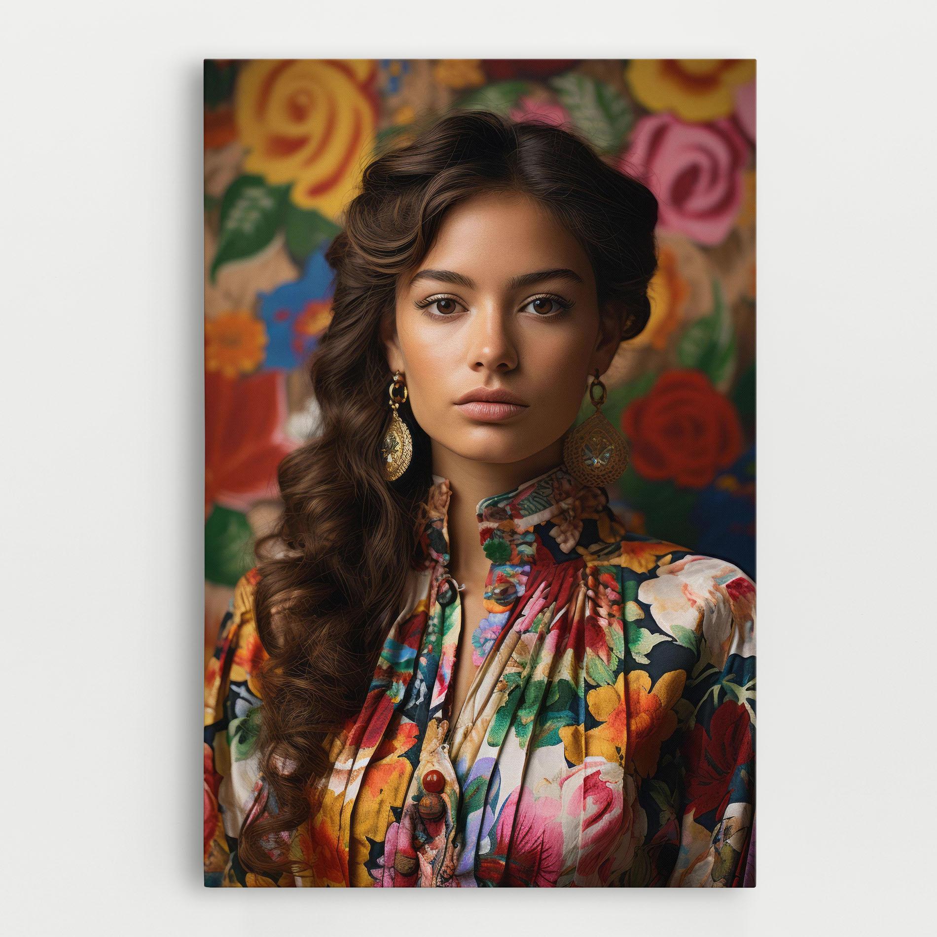 Tablou Canvas Floral Dress Long Hair mockup 0