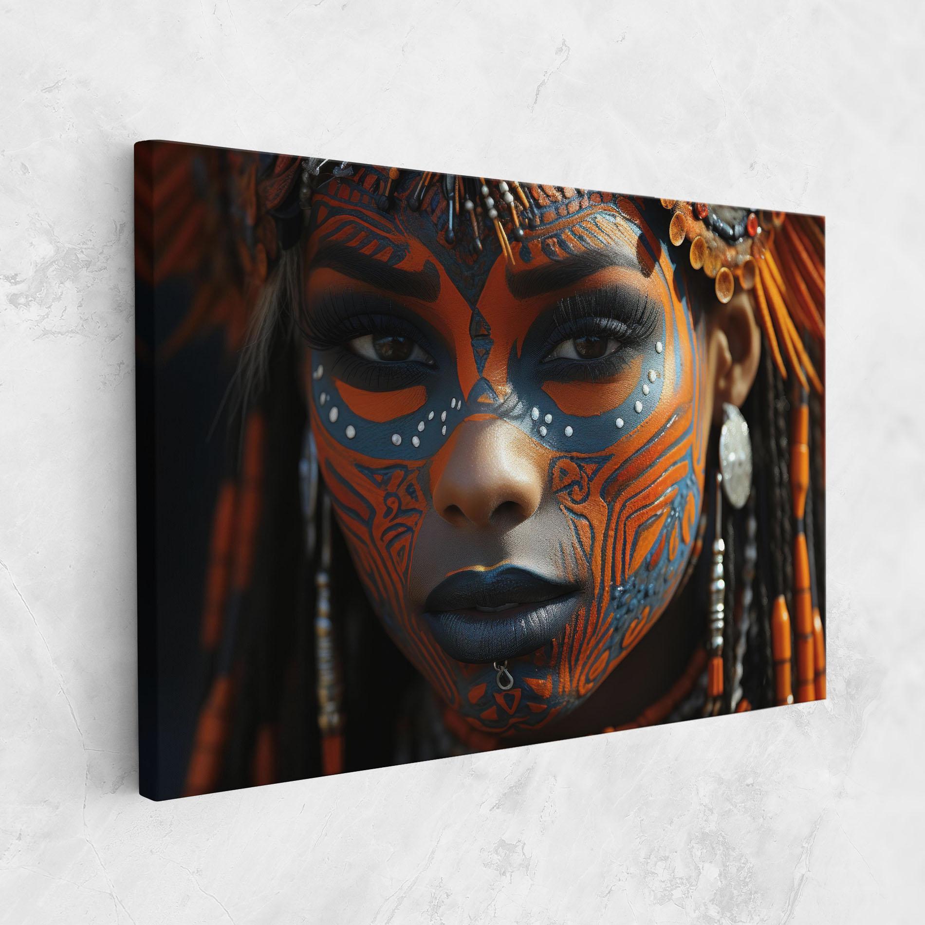 Tablou Canvas Orange Tribal Paint mockup 1