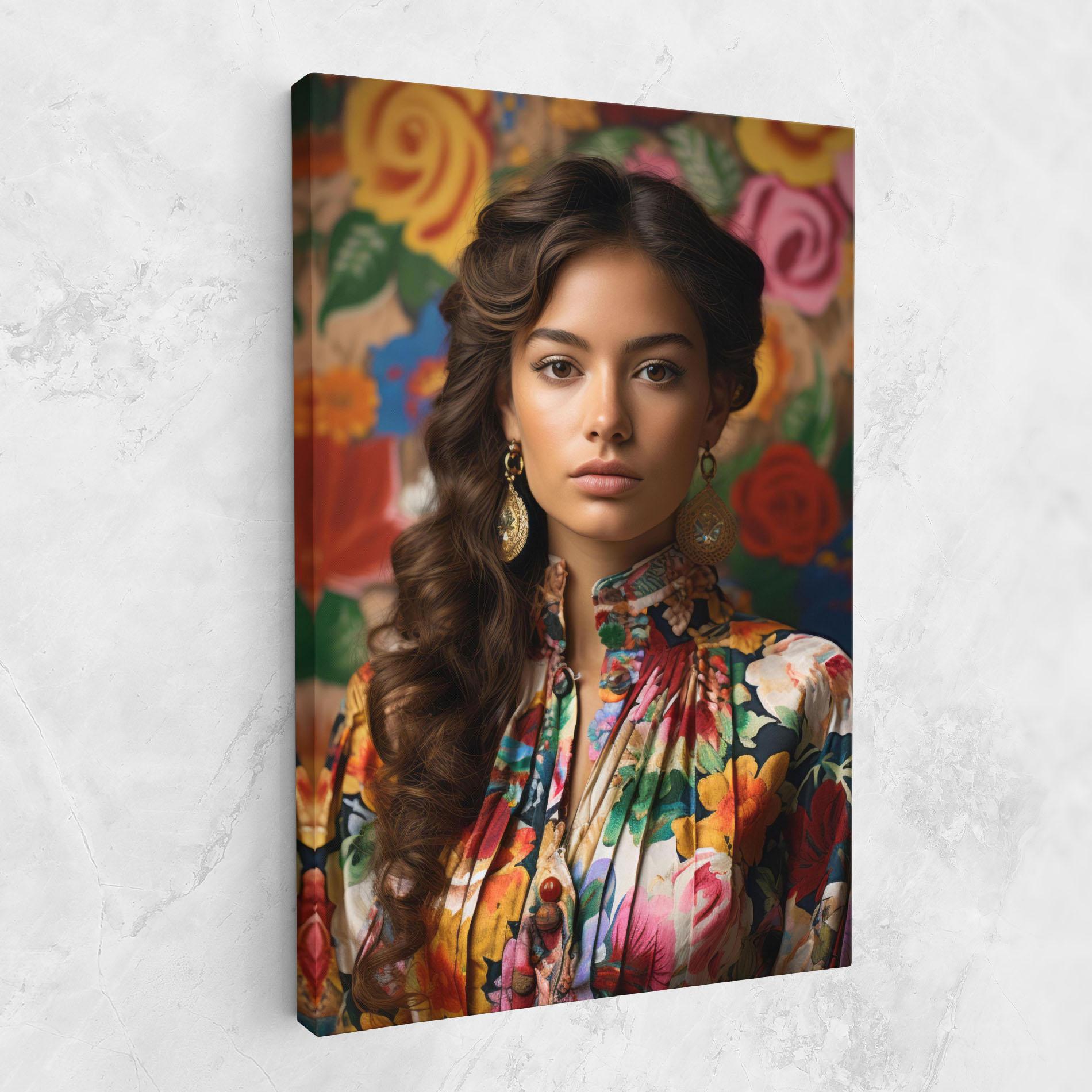 Tablou Canvas Floral Dress Long Hair mockup 1