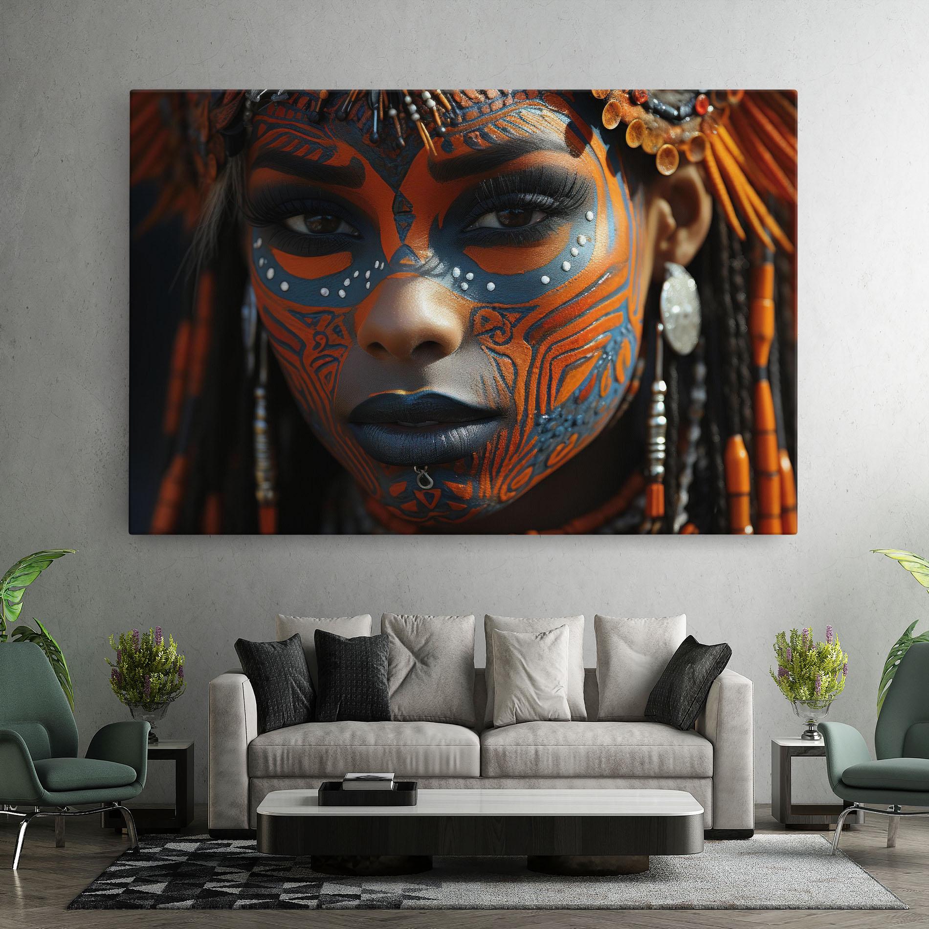 Tablou Canvas Orange Tribal Paint mockup 7