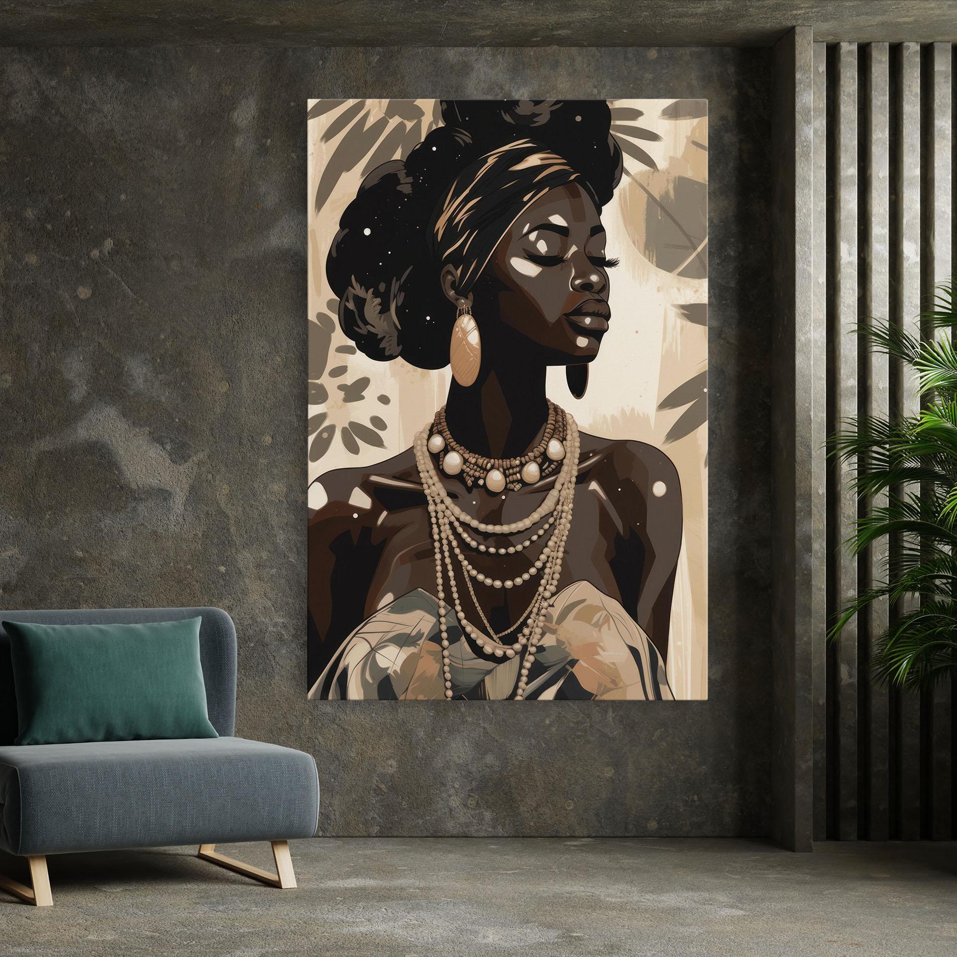 Tablou Canvas African Woman On Cream mockup 7