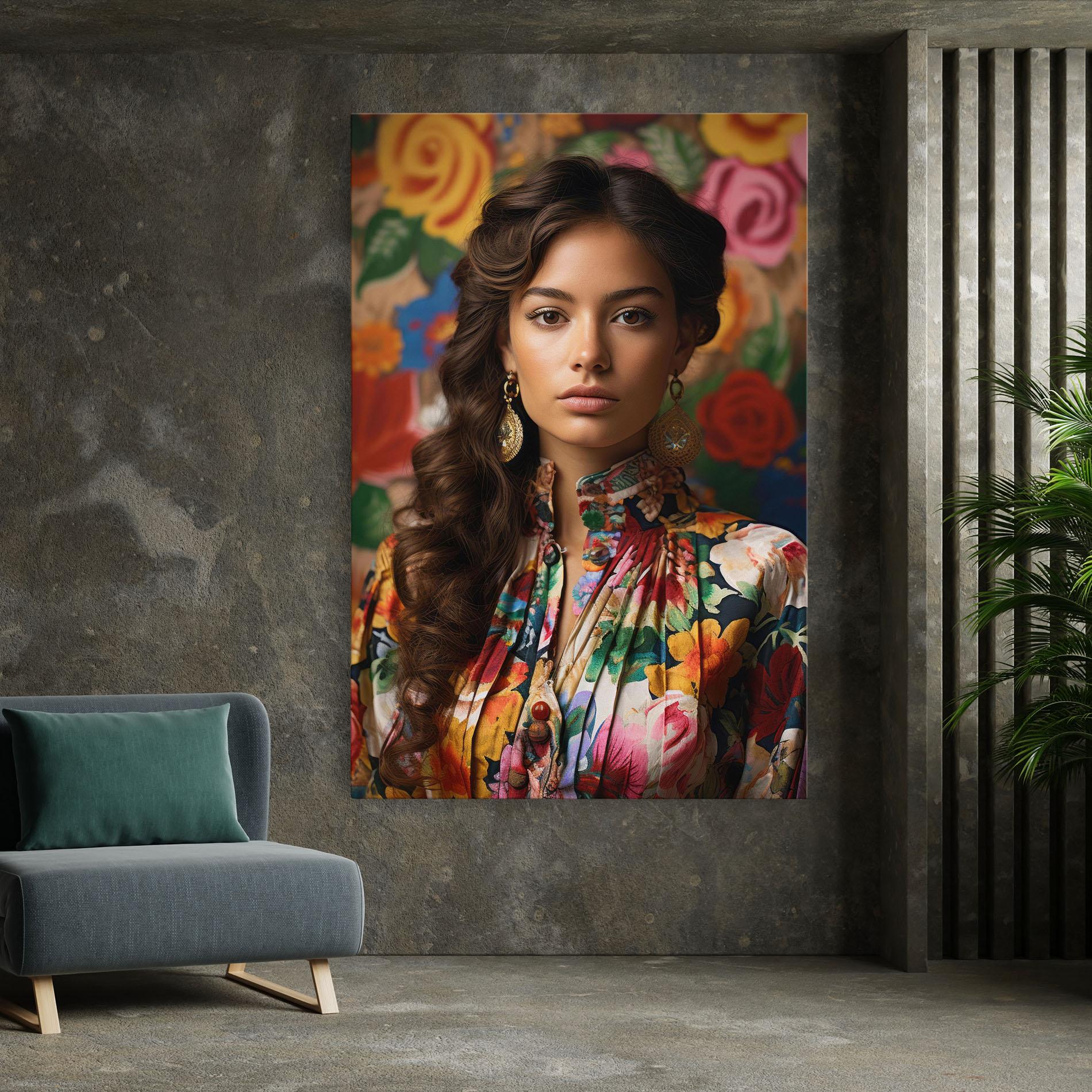 Tablou Canvas Floral Dress Long Hair mockup 7