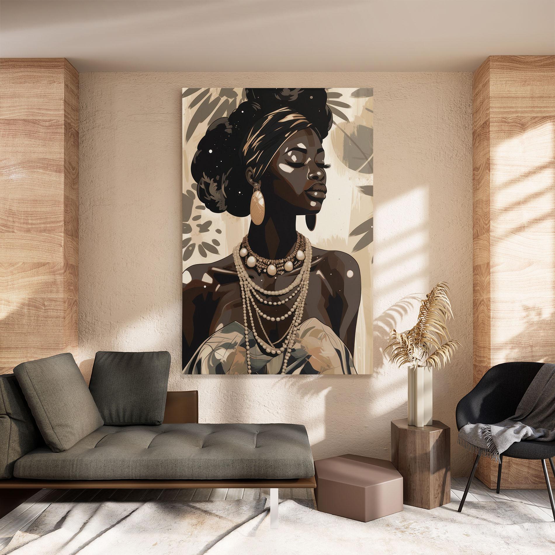 Tablou Canvas African Woman On Cream mockup 8