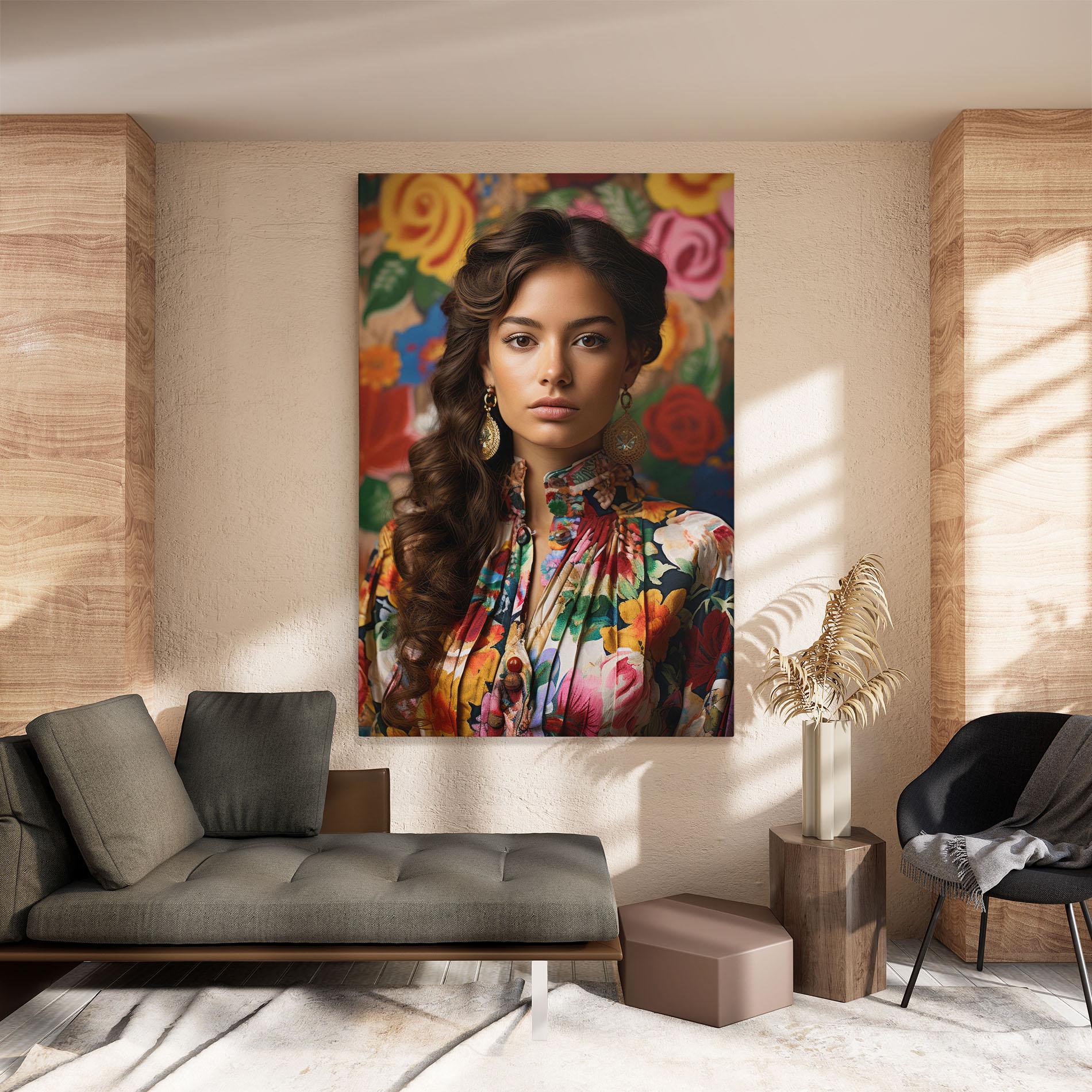 Tablou Canvas Floral Dress Long Hair mockup 8