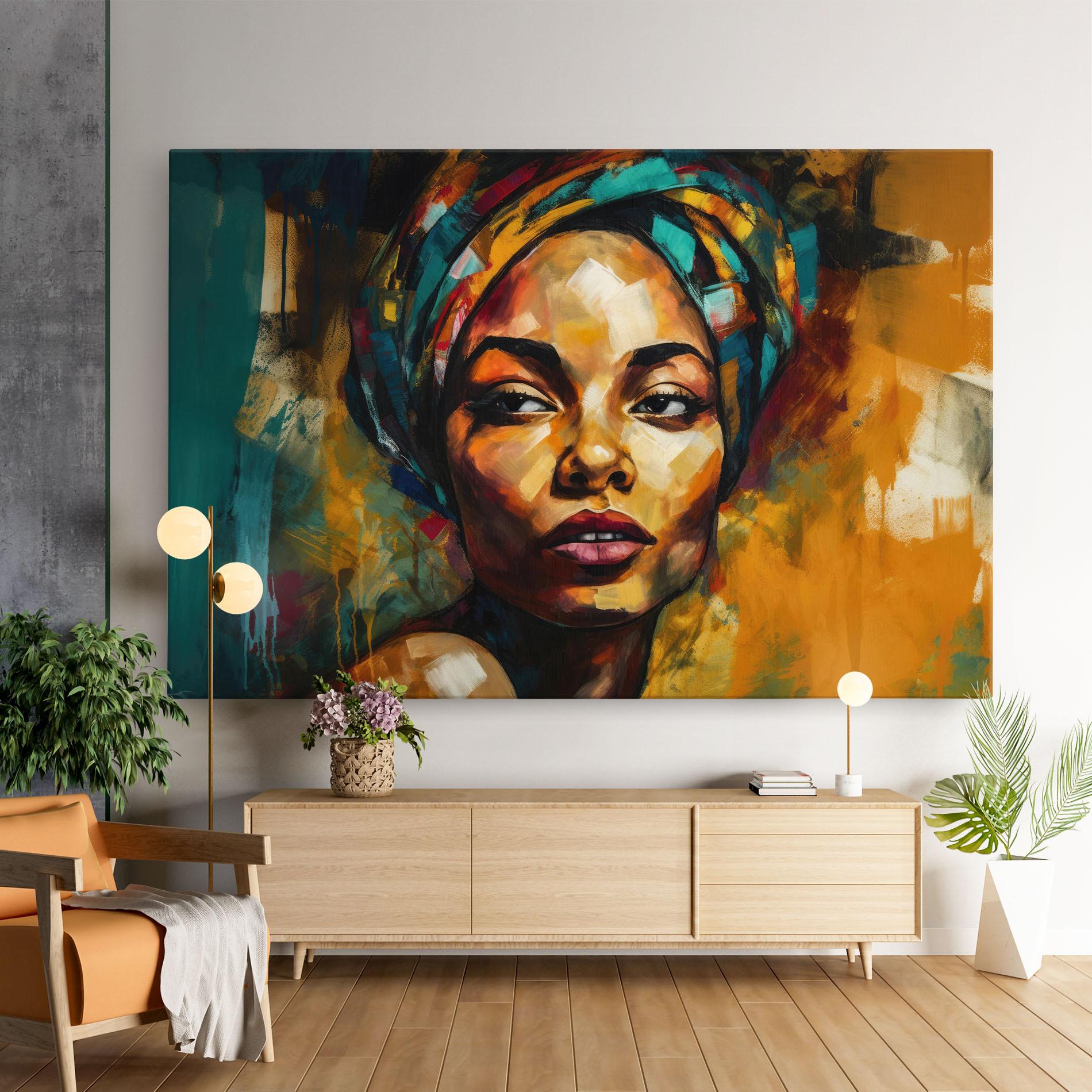 Tablou Canvas African Woman Looking mockup 9