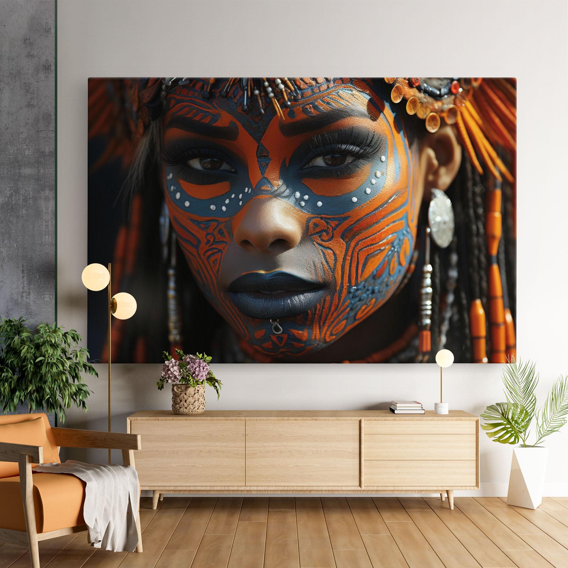 Tablou Canvas Orange Tribal Paint mockup 9