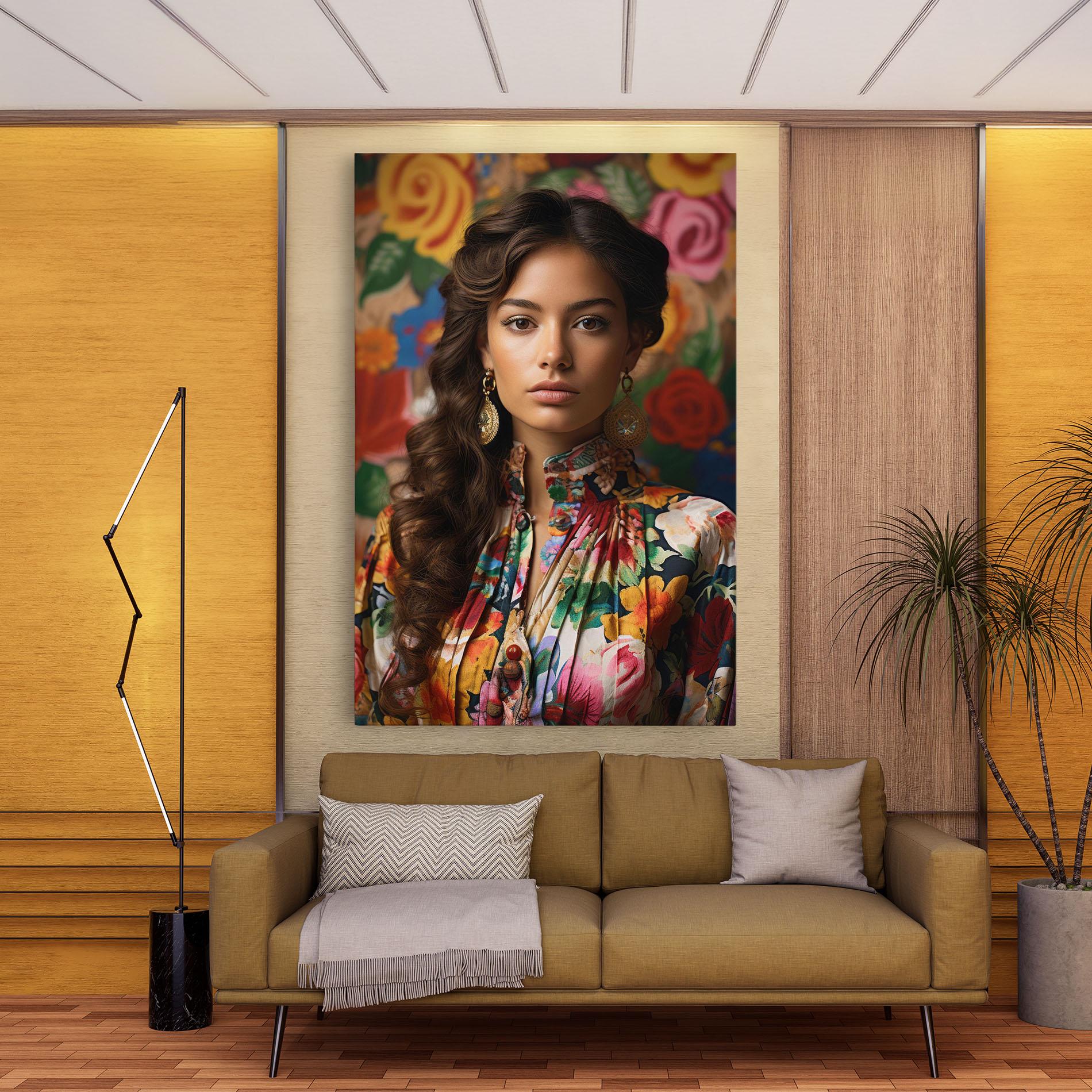 Tablou Canvas Floral Dress Long Hair mockup 9