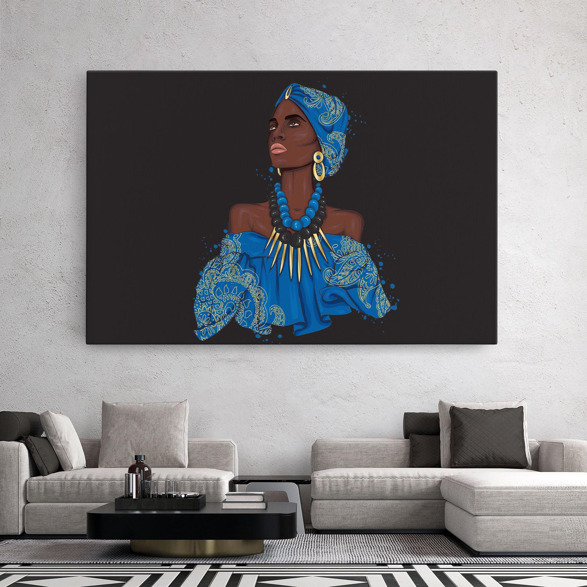 Tablou Canvas Blue African Outfit mockup 2