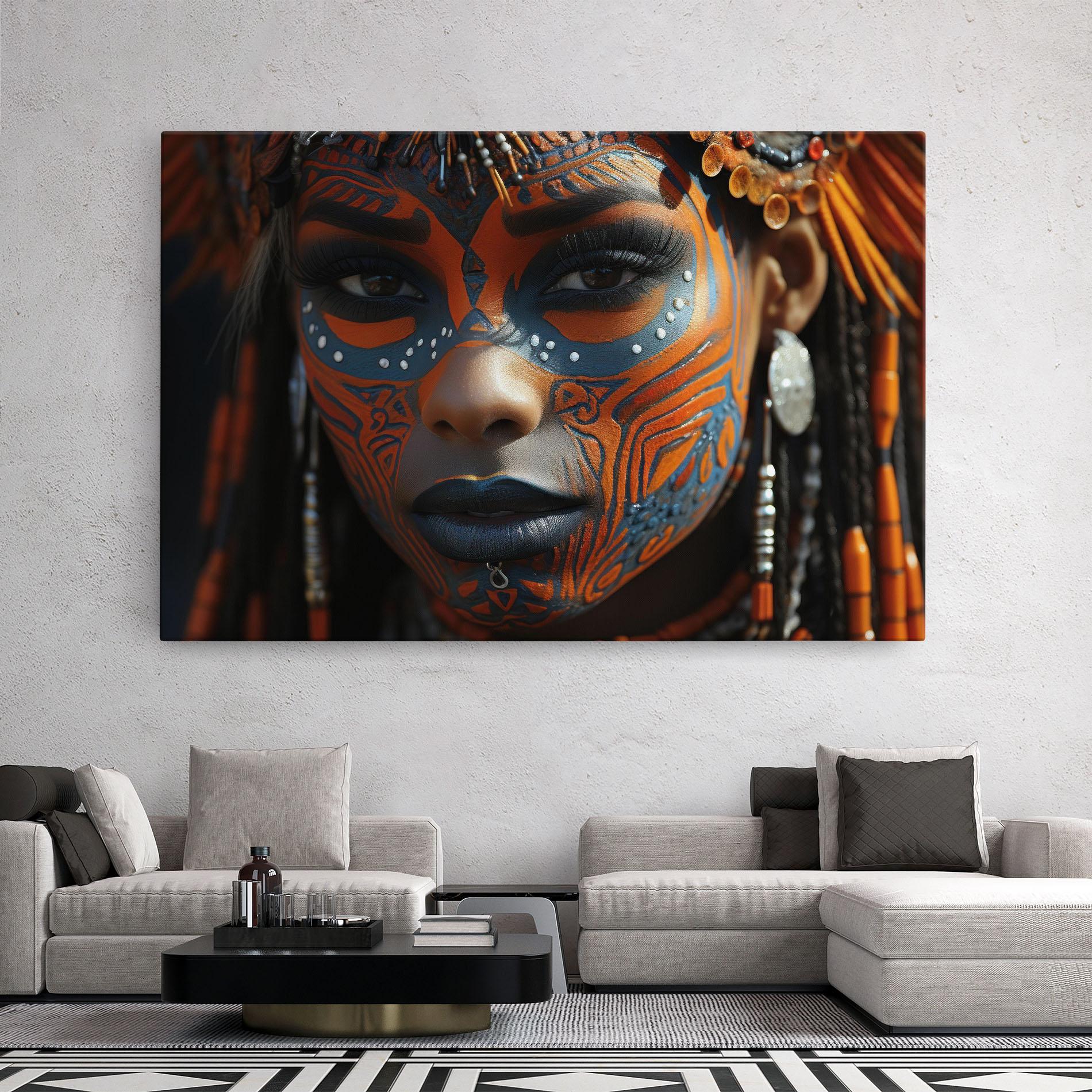 Tablou Canvas Orange Tribal Paint mockup 2