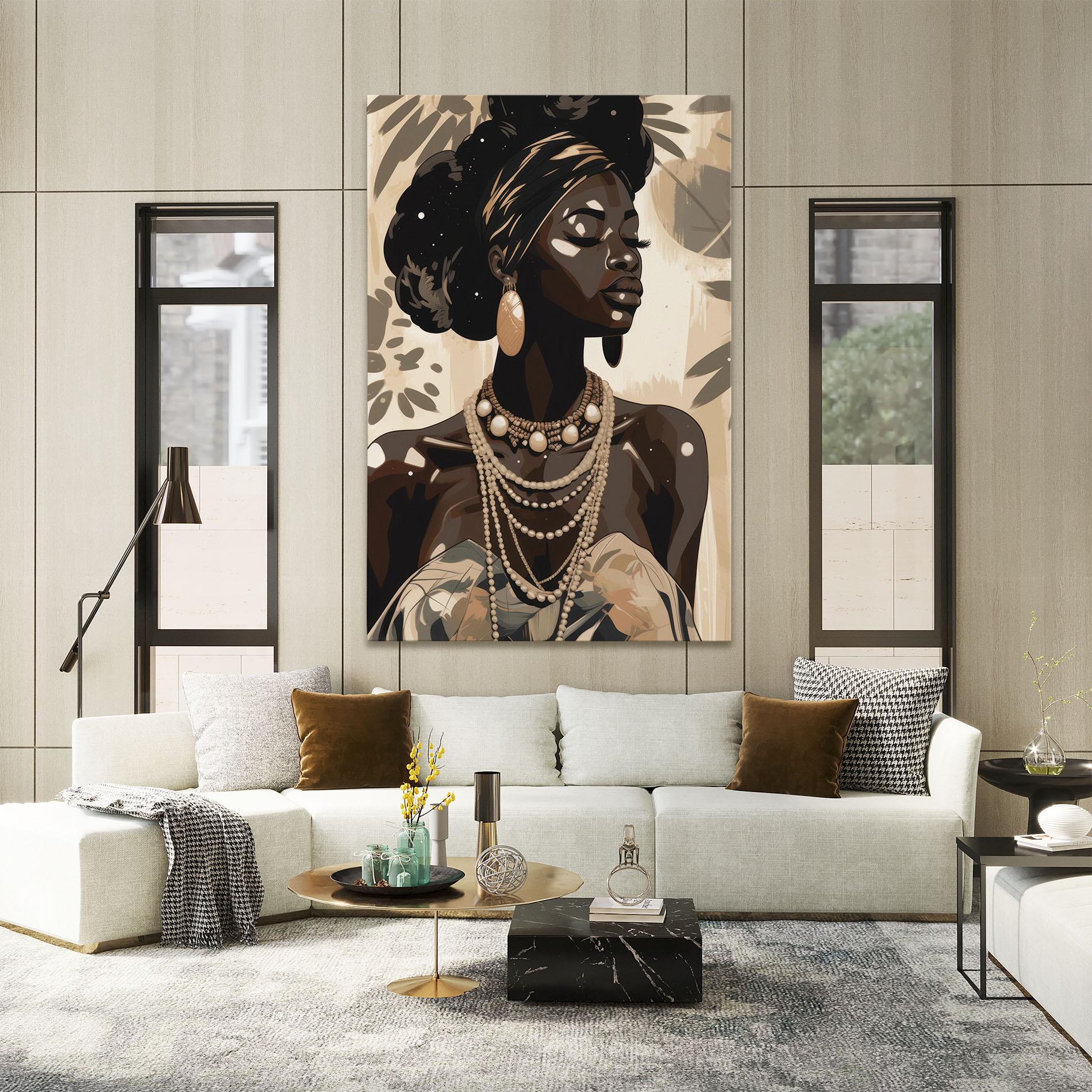 Tablou Canvas African Woman On Cream mockup 2