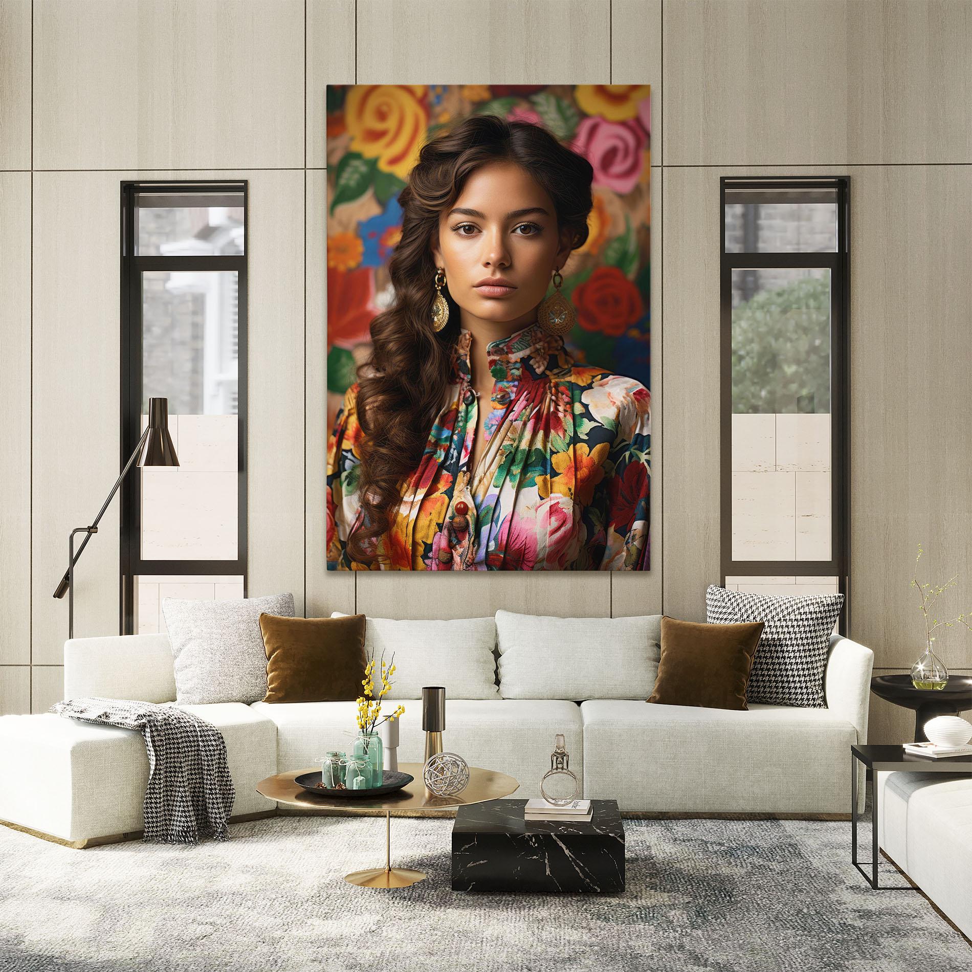 Tablou Canvas Floral Dress Long Hair mockup 2