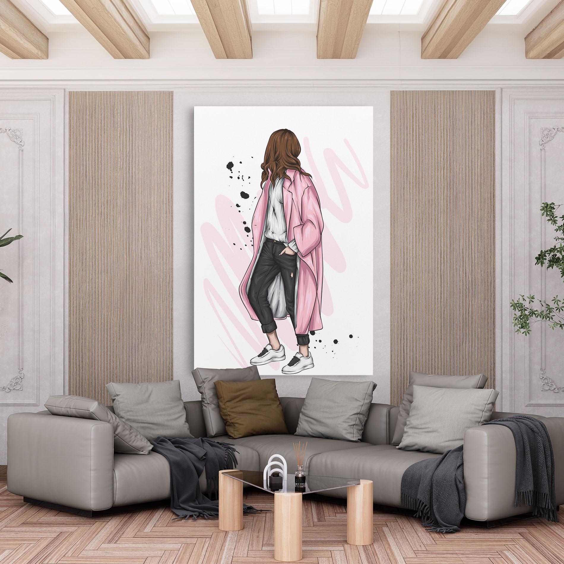 Tablou Canvas Pink Coat Woman mockup 6
