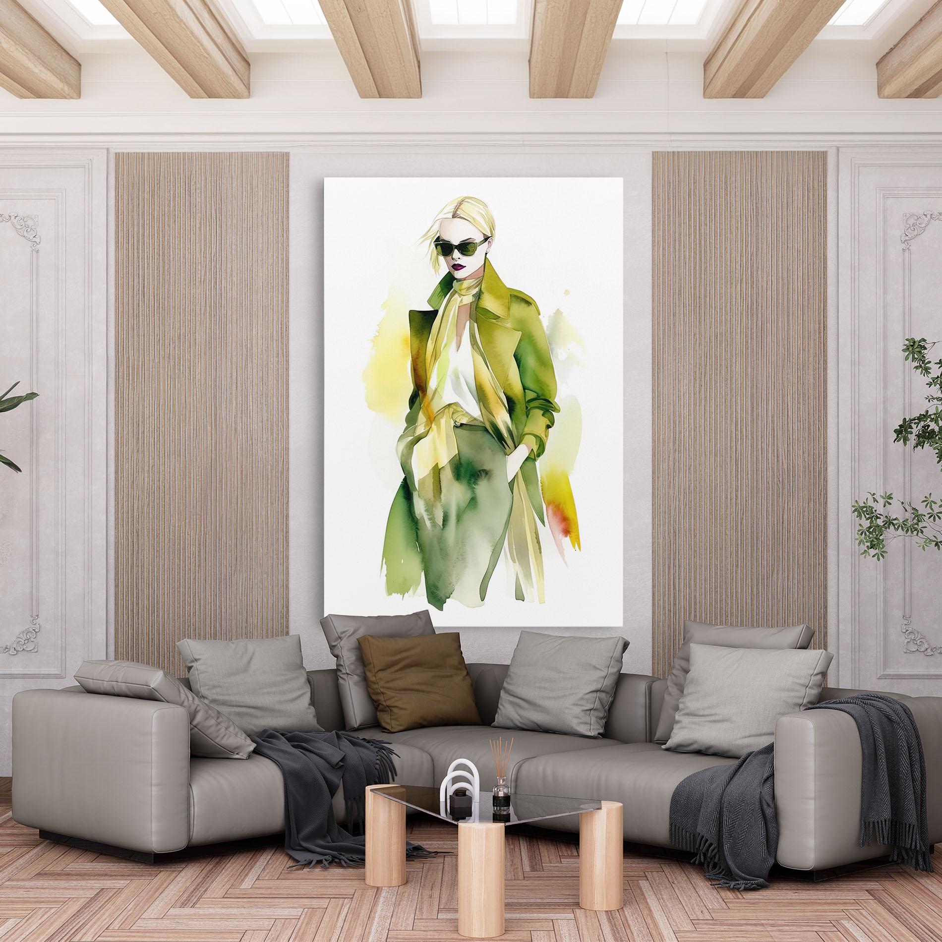 Tablou Canvas Woman Green Fashion mockup 6