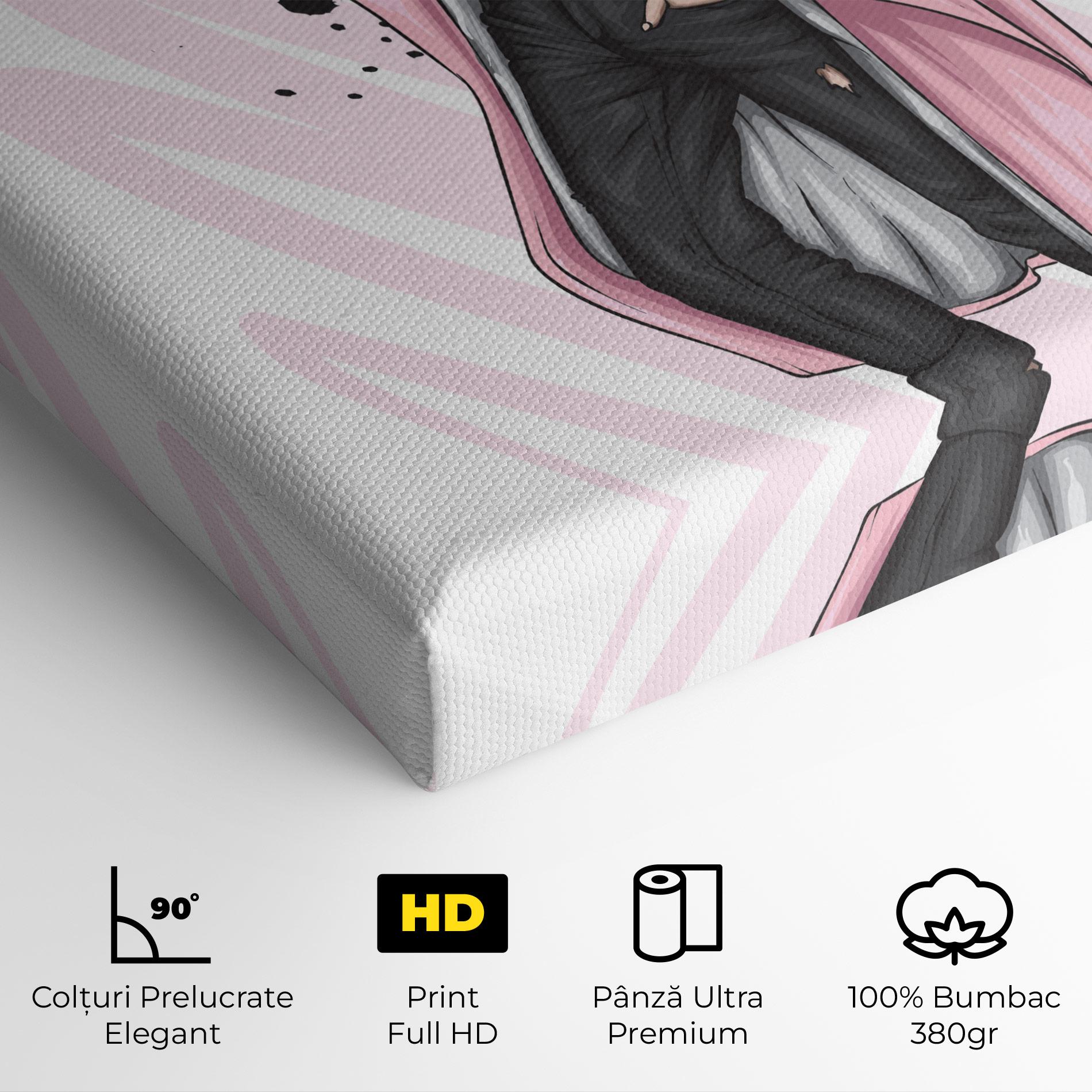 Tablou Canvas Pink Coat Woman mockup 4