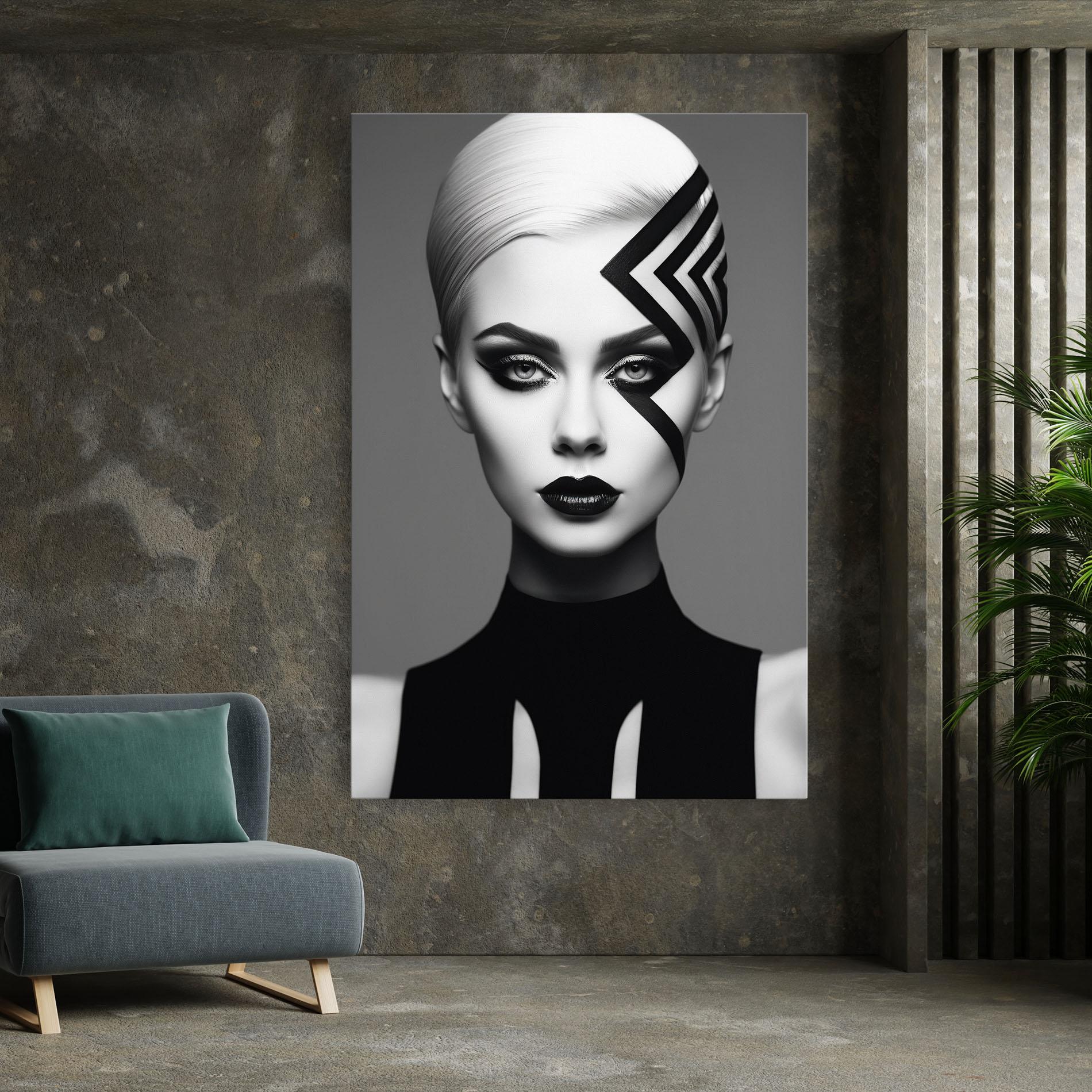 Tablou Canvas Black Lines On Face mockup 7