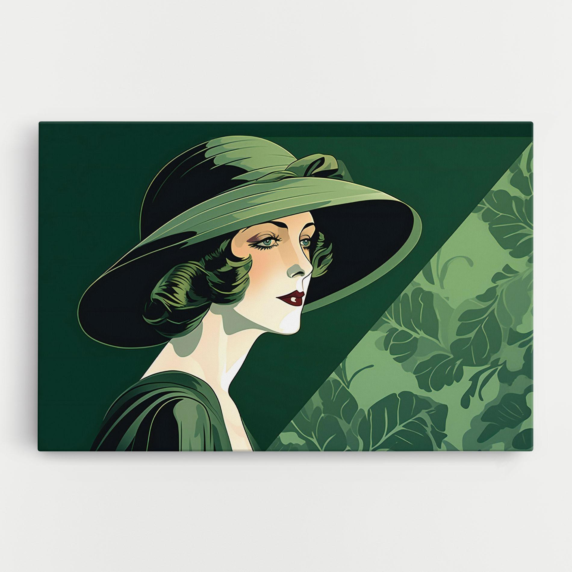 Tablou Canvas Green Woman Painting mockup 0