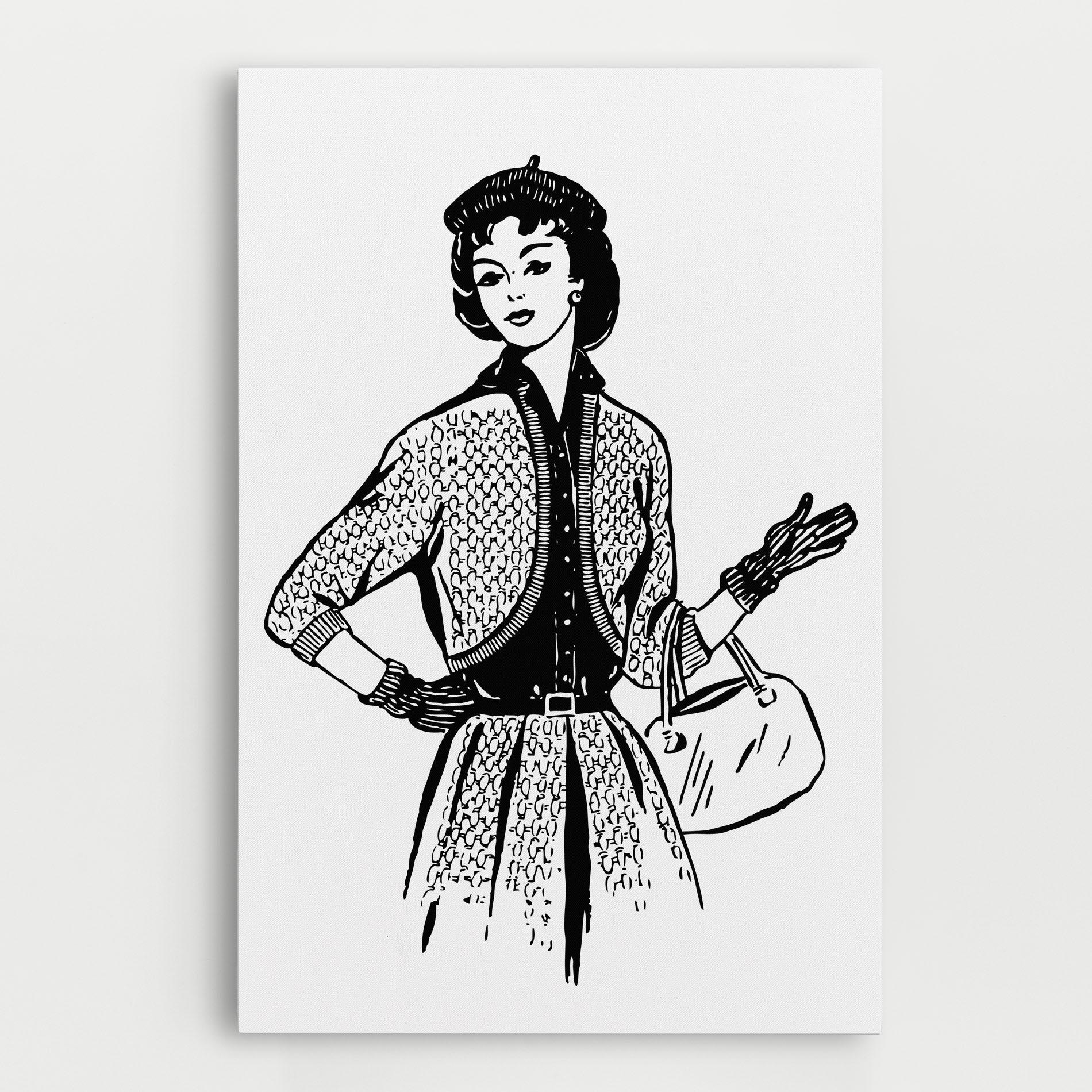 Tablou Canvas Vintage Woman Line mockup 0