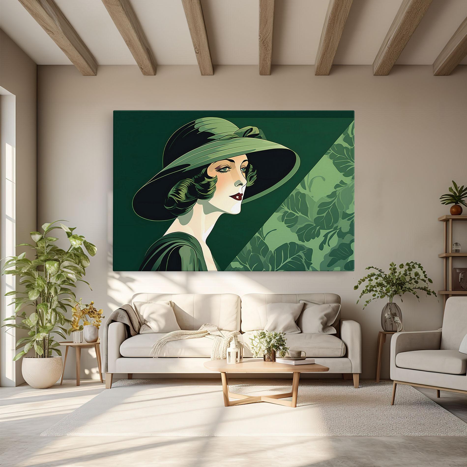 Tablou Canvas Green Woman Painting mockup 6