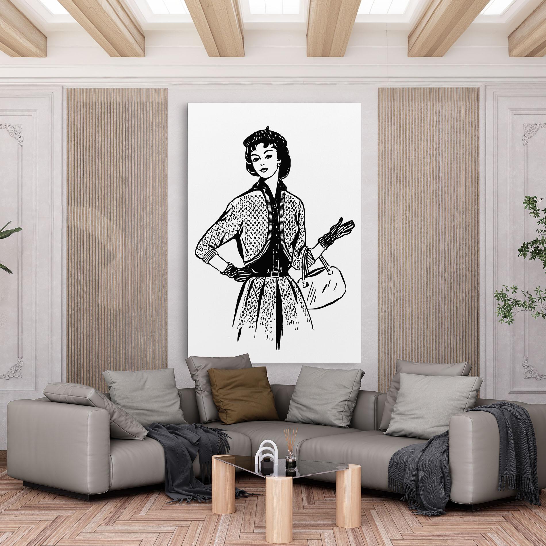 Tablou Canvas Vintage Woman Line mockup 6