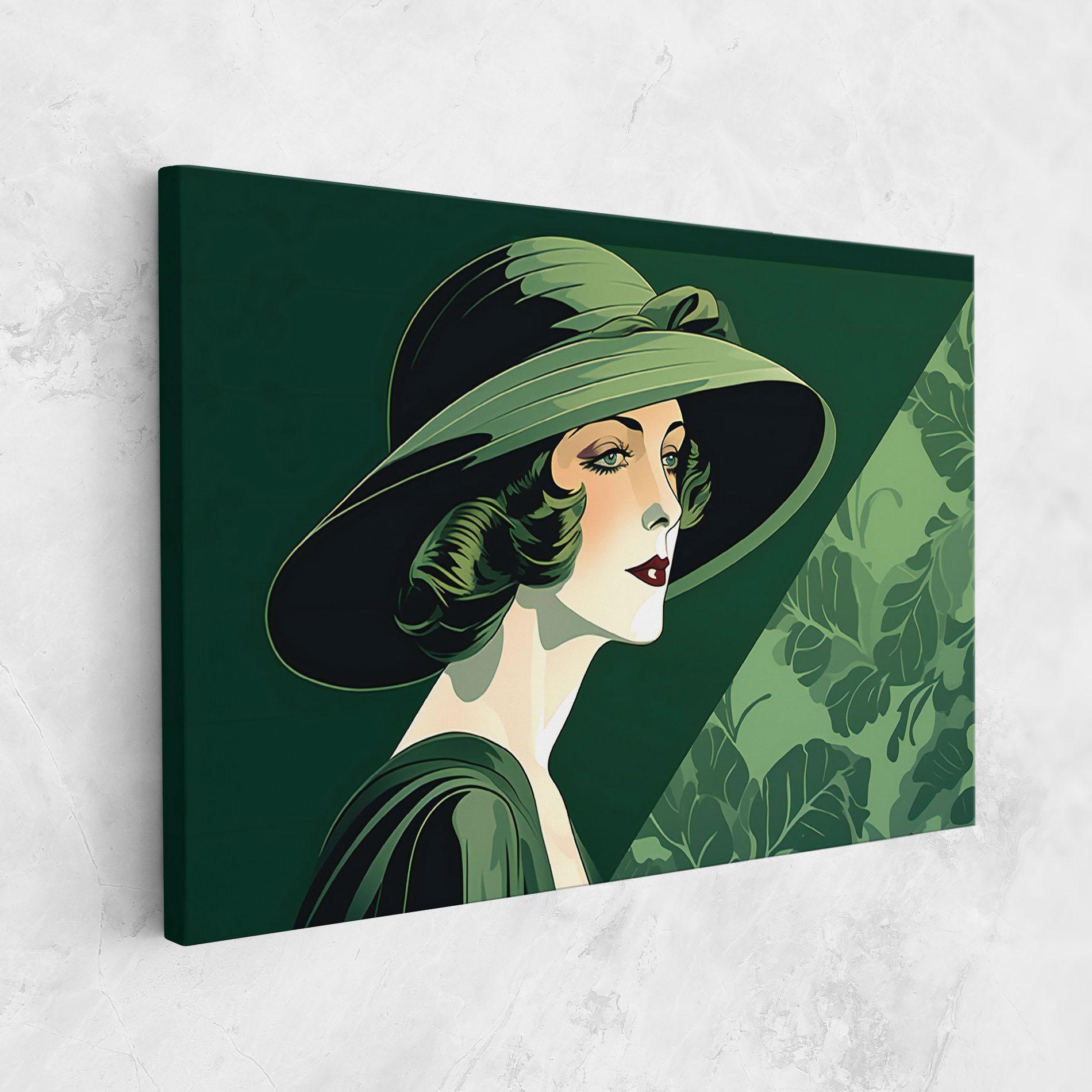 Tablou Canvas Green Woman Painting mockup 1