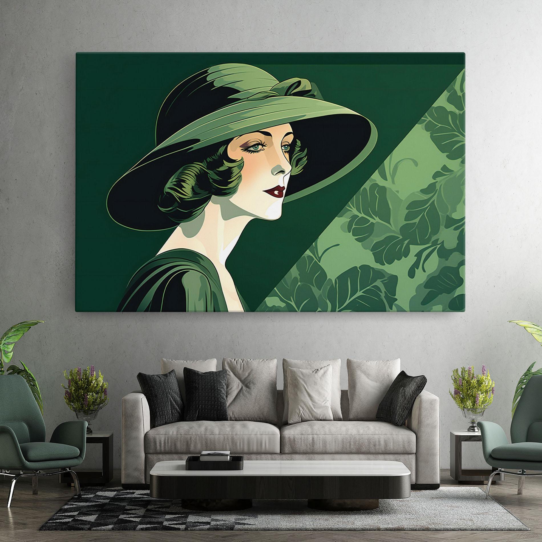 Tablou Canvas Green Woman Painting mockup 7