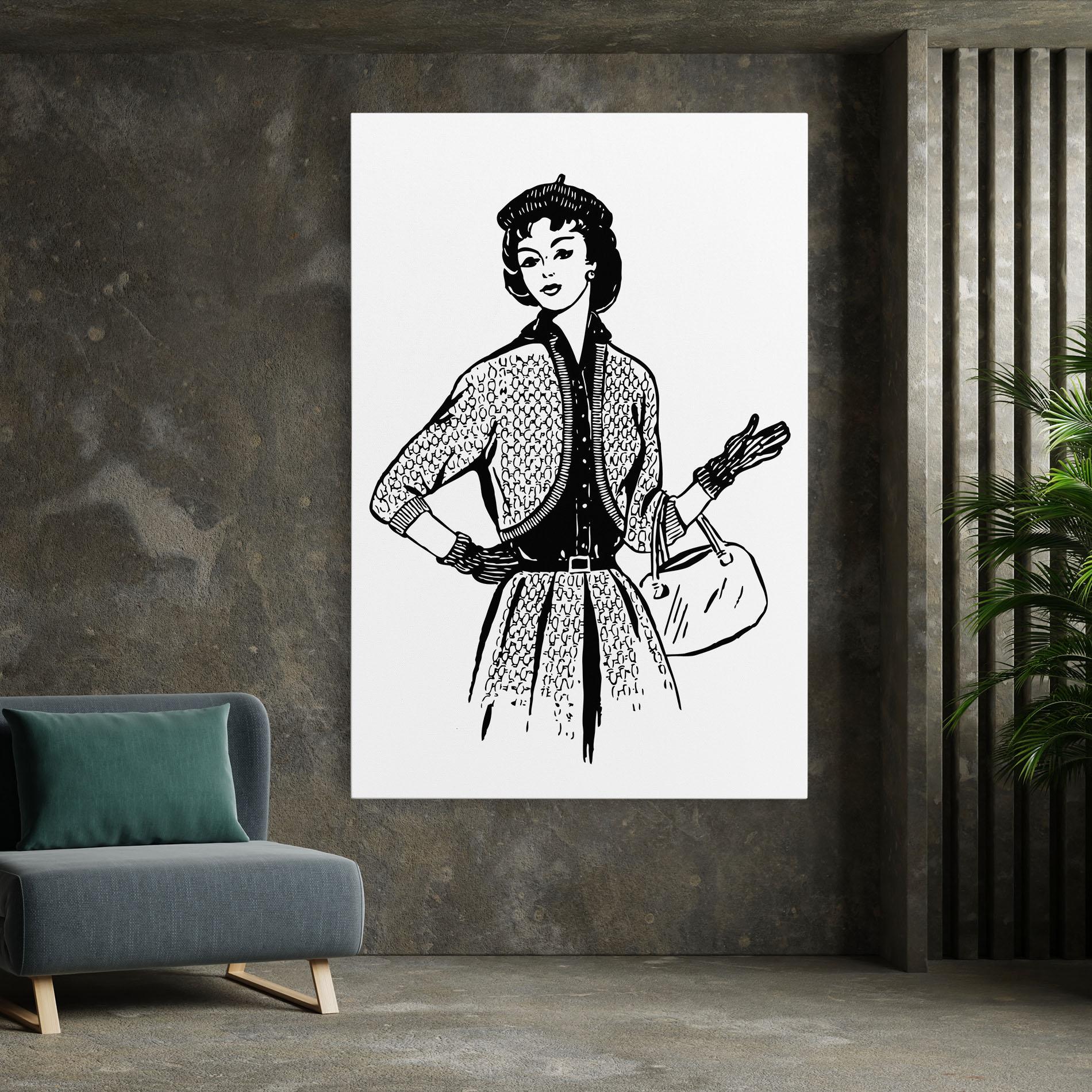 Tablou Canvas Vintage Woman Line mockup 7