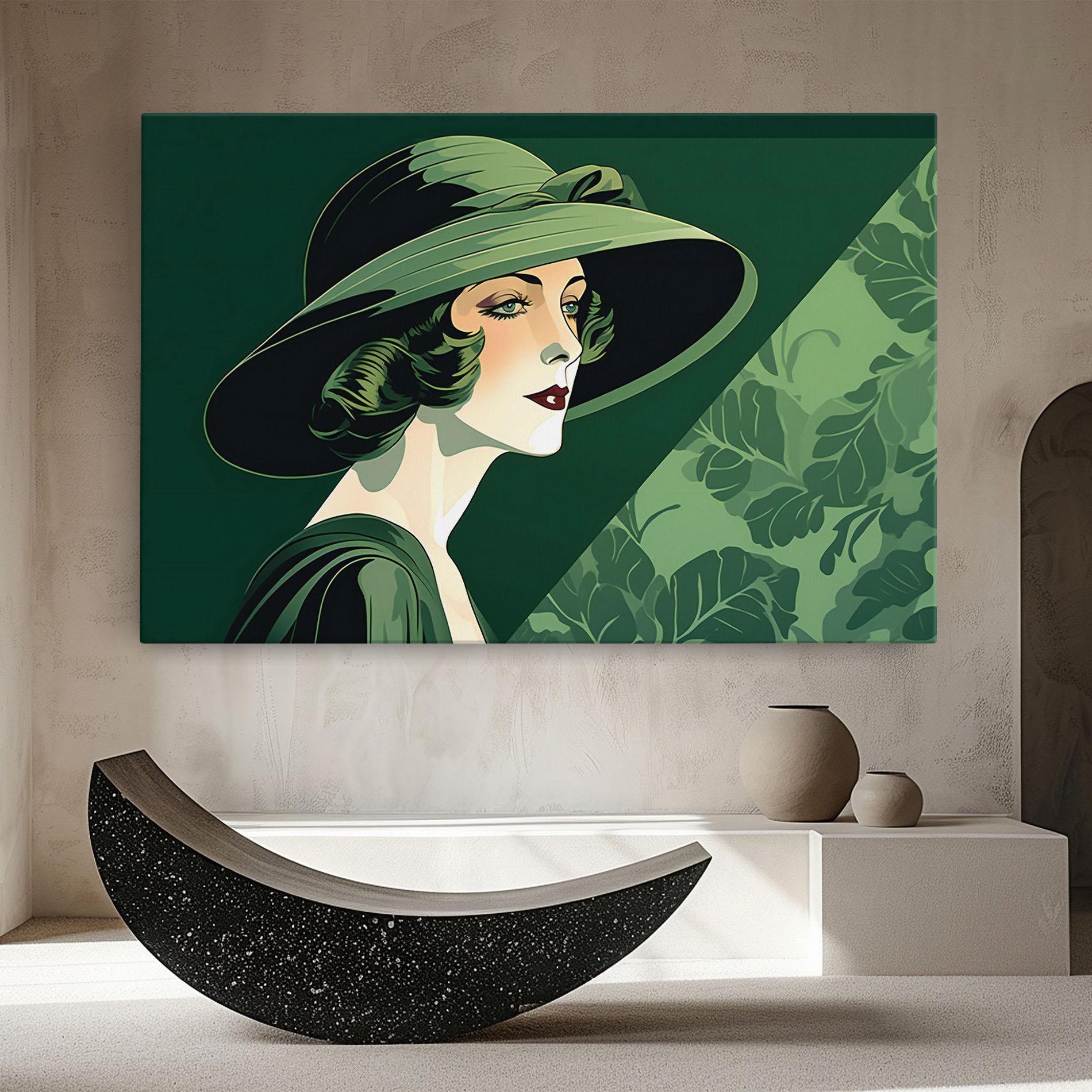 Tablou Canvas Green Woman Painting mockup 8