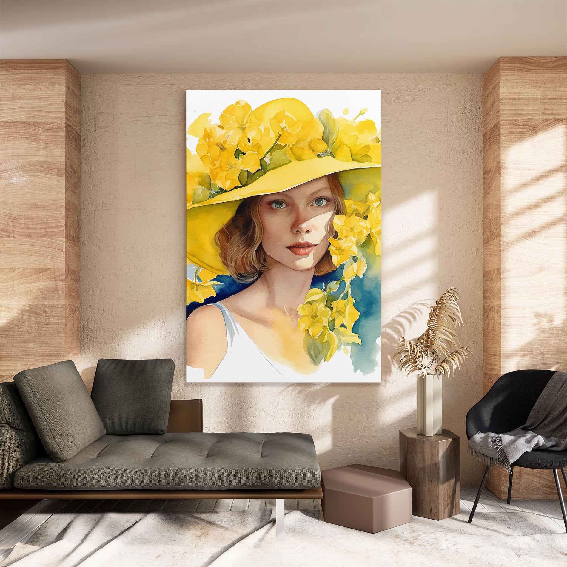 Tablou Canvas Yellow Hat Flowers mockup 8
