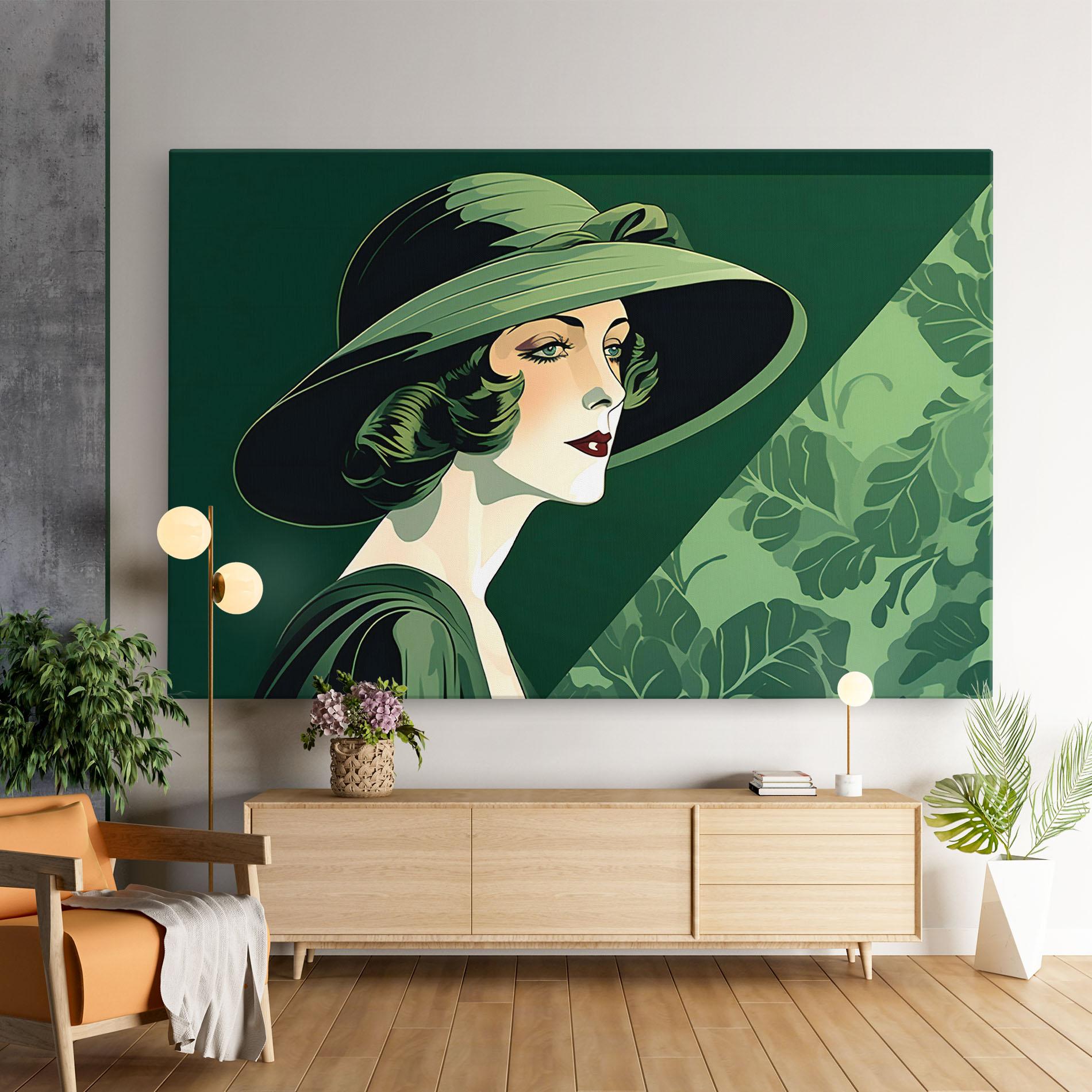 Tablou Canvas Green Woman Painting mockup 9