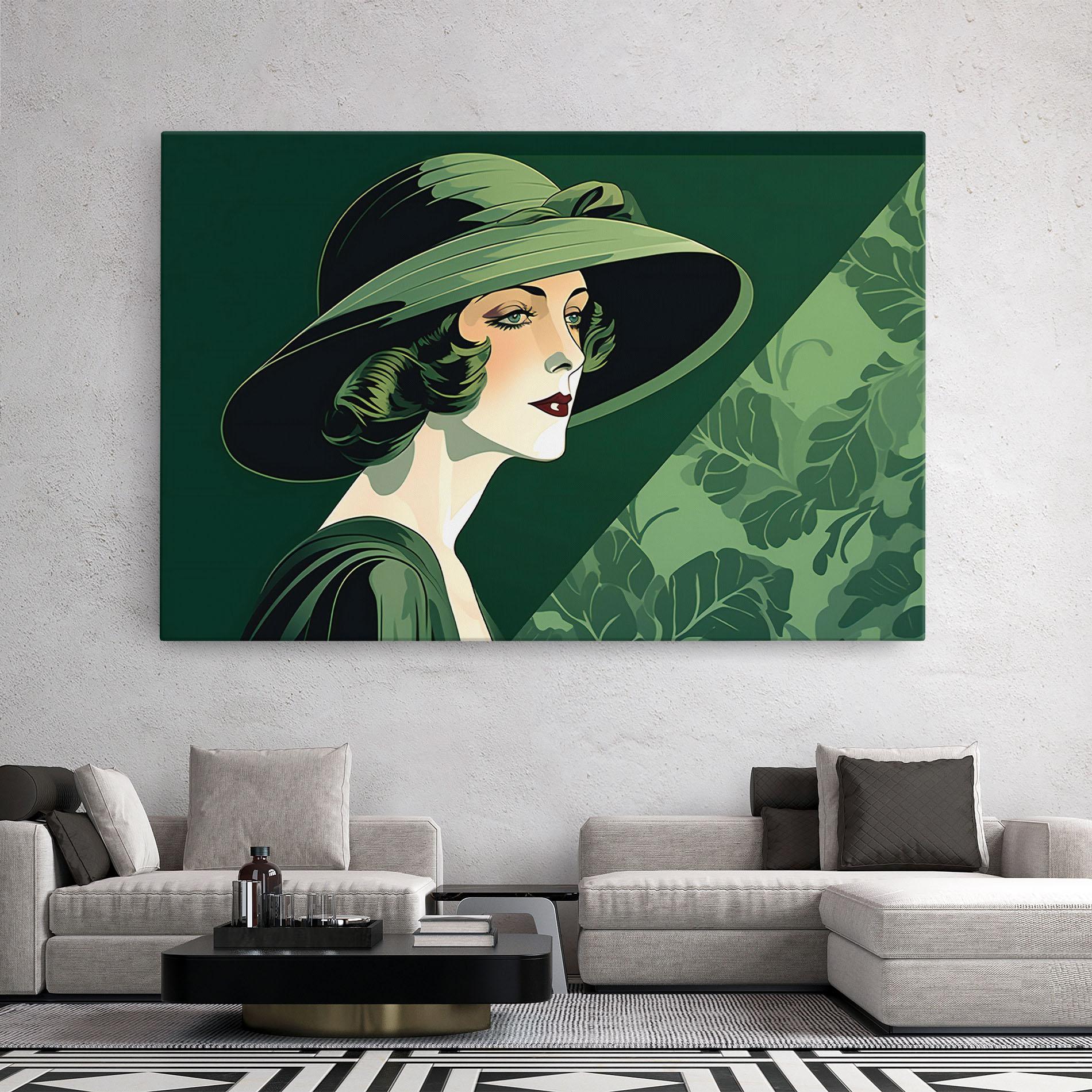 Tablou Canvas Green Woman Painting mockup 2