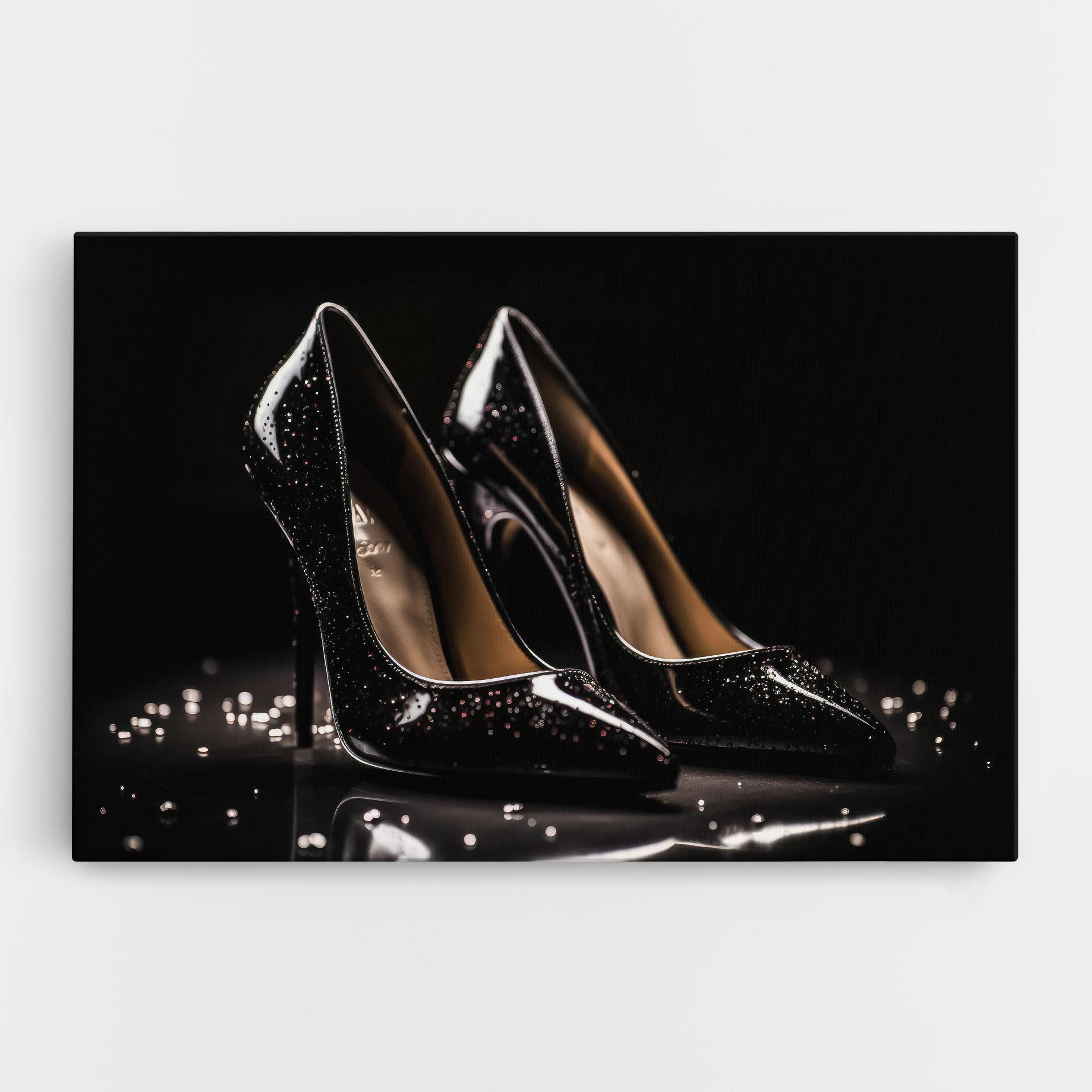 Tablou Canvas Black Leather Shoe mockup 0