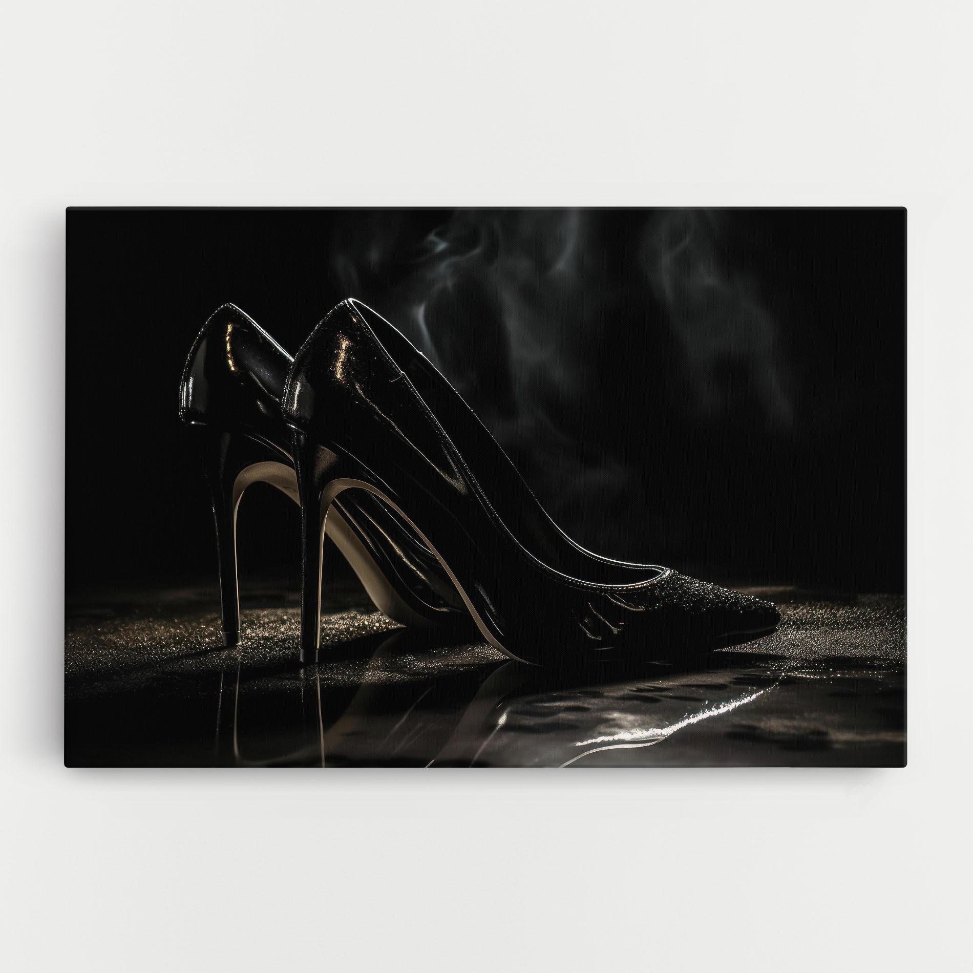 Tablou Canvas Black Leather Shoes mockup 0