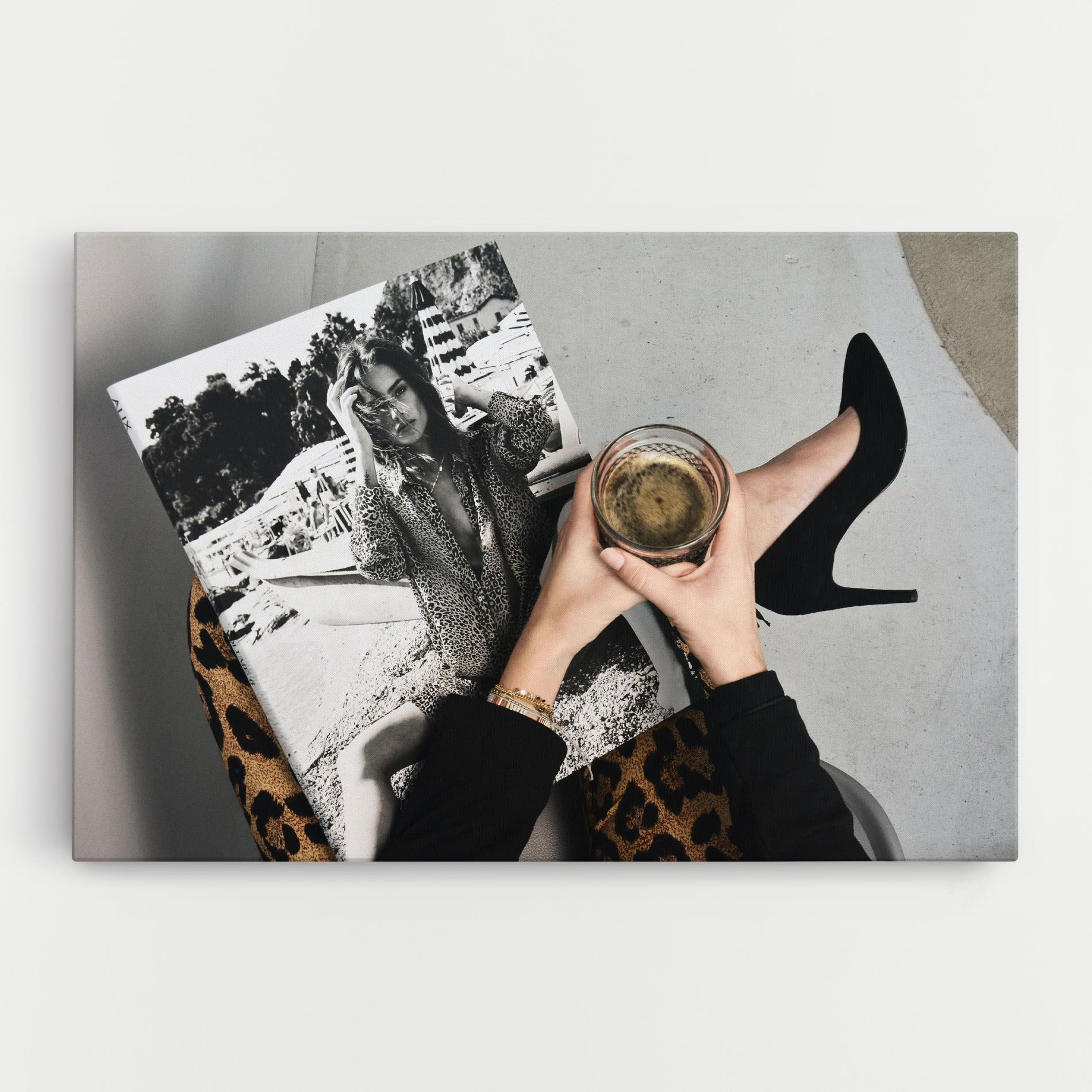 Black Shoes Holding Coffee mockup 0