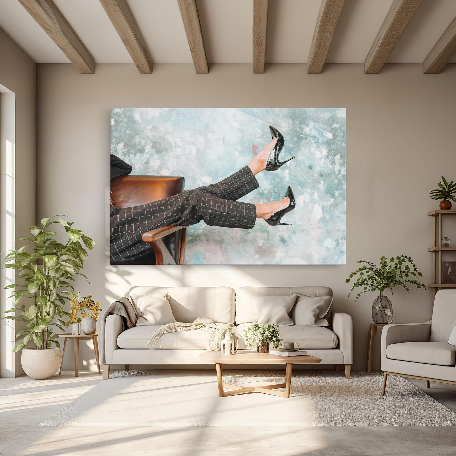 Tablou Canvas Black Shoes On Chair mockup 6