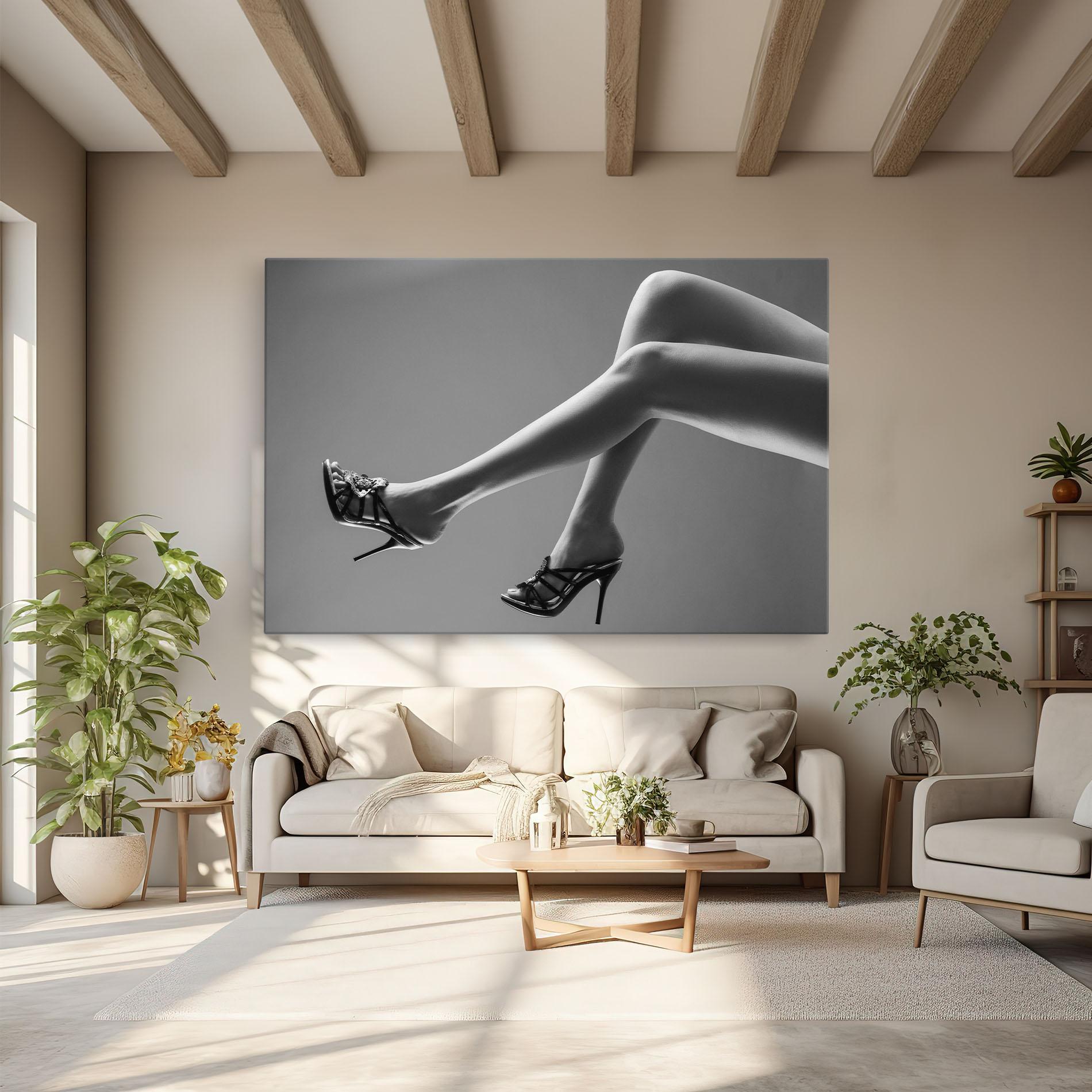 Tablou Canvas Black Shoes On Grey mockup 6