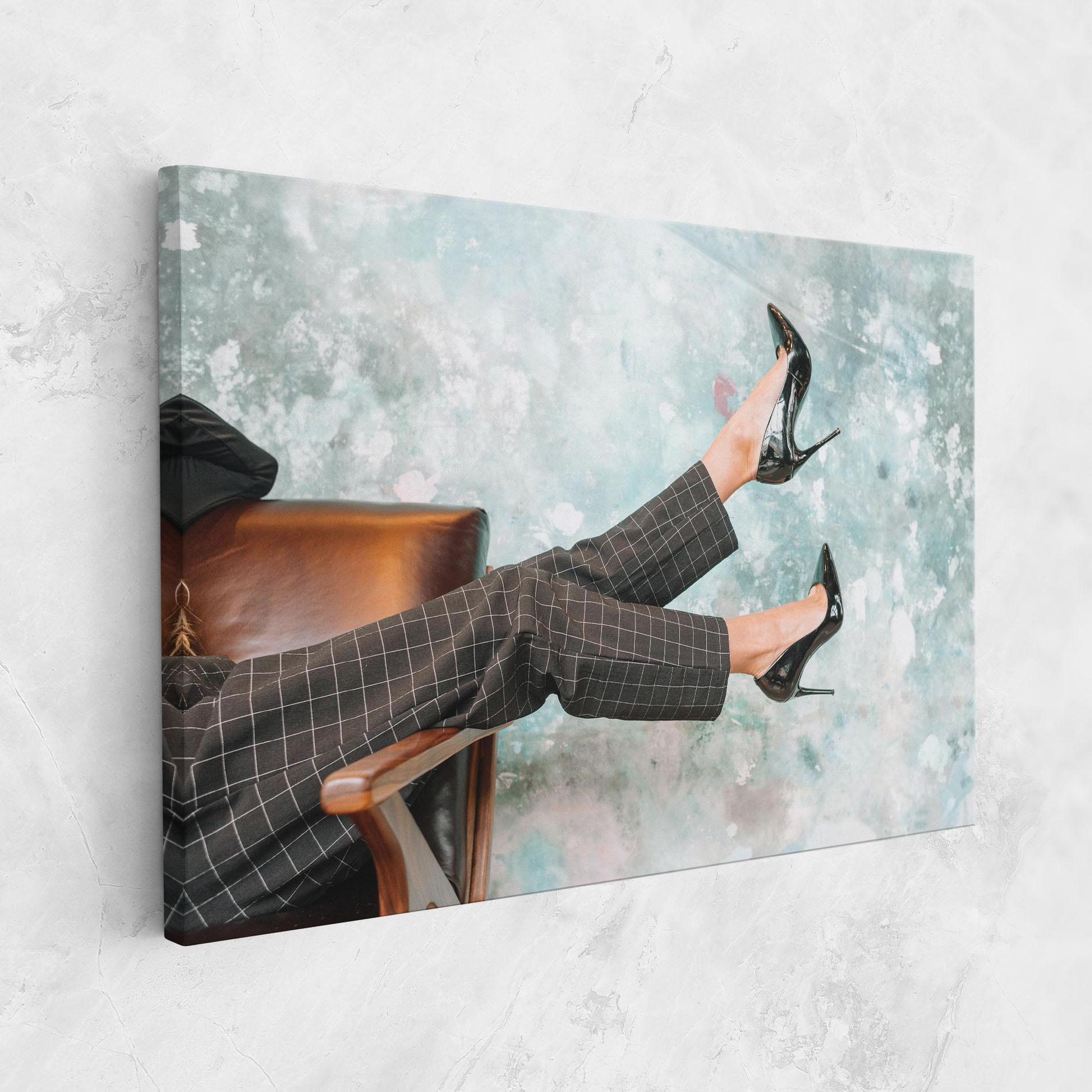 Tablou Canvas Black Shoes On Chair mockup 1