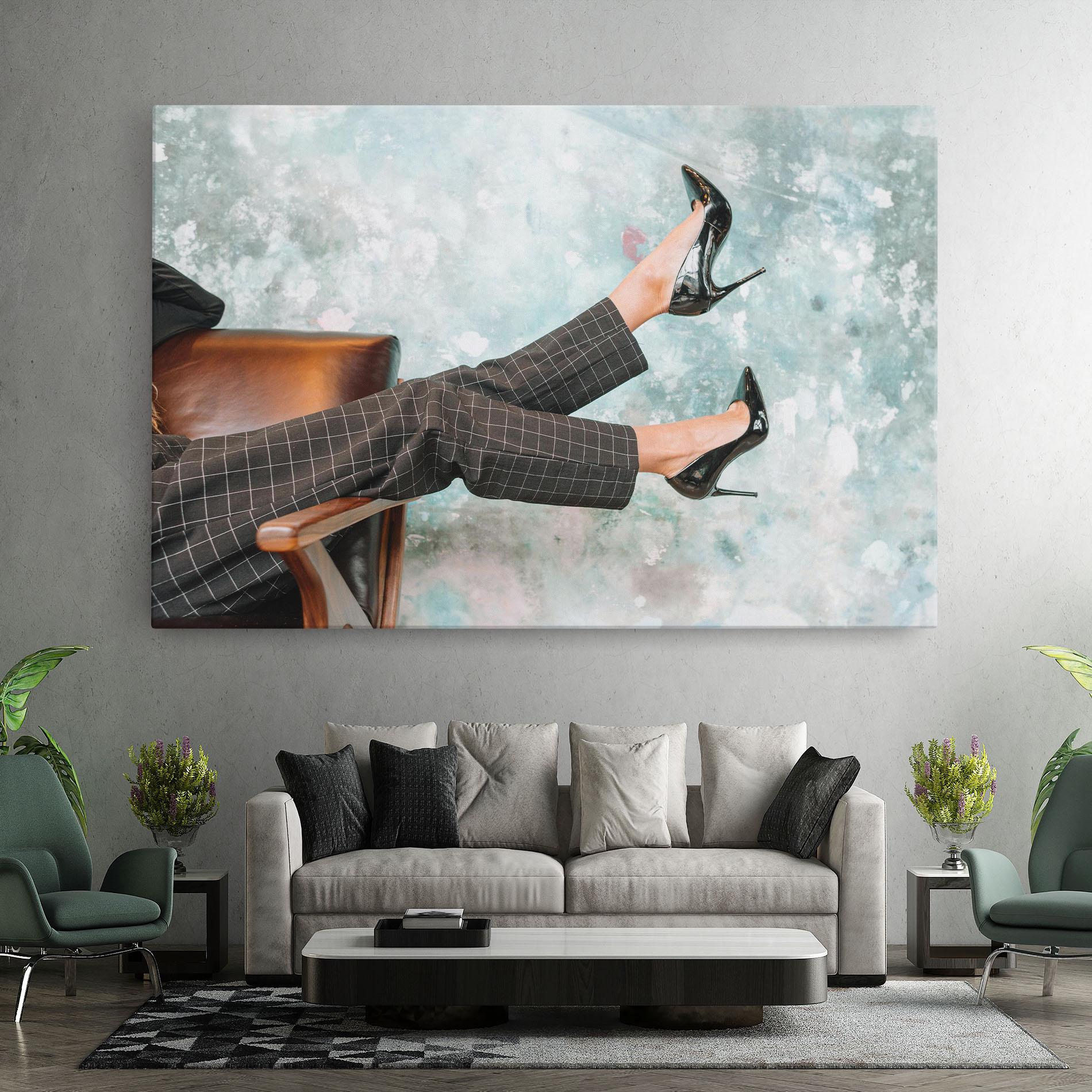 Tablou Canvas Black Shoes On Chair mockup 7