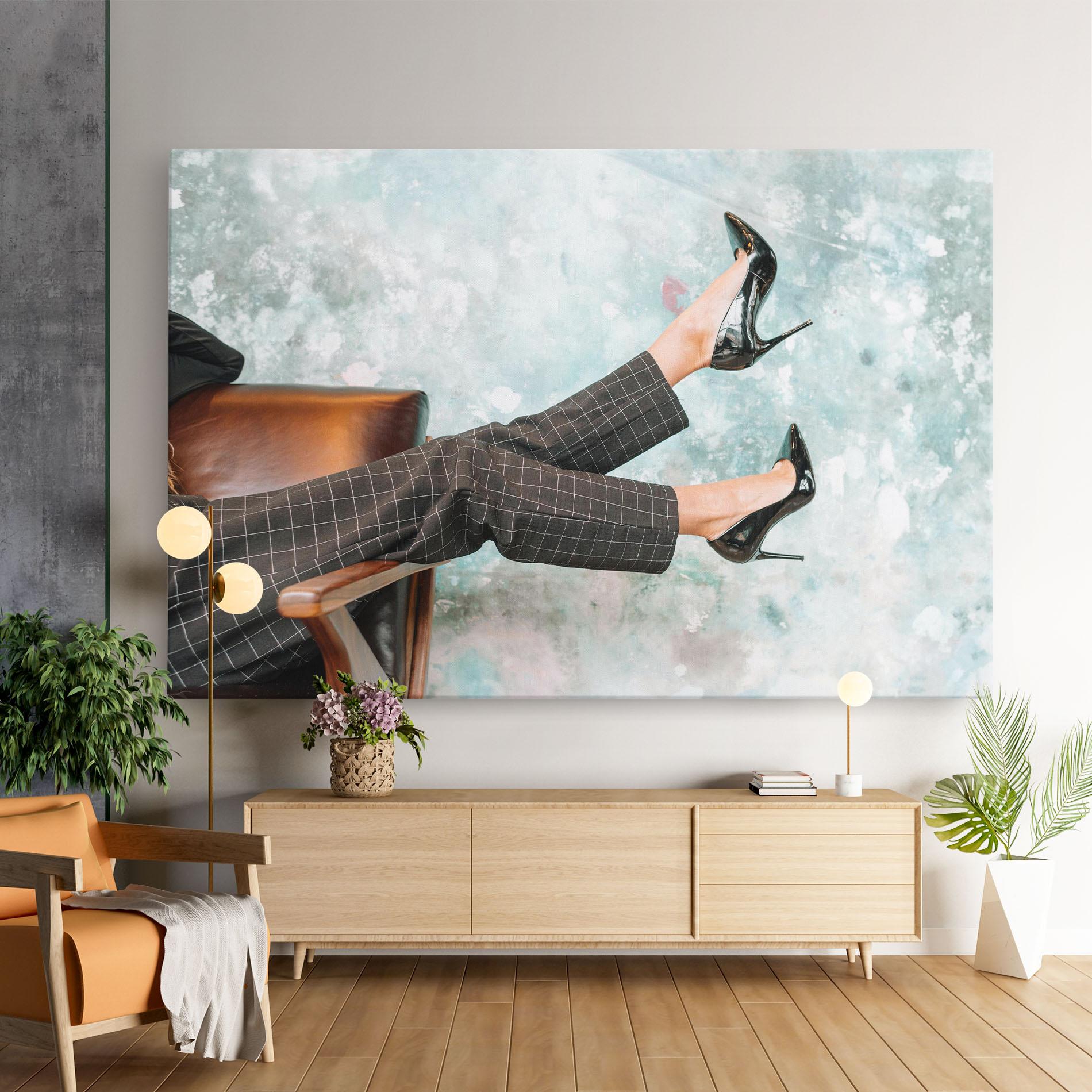 Tablou Canvas Black Shoes On Chair mockup 9