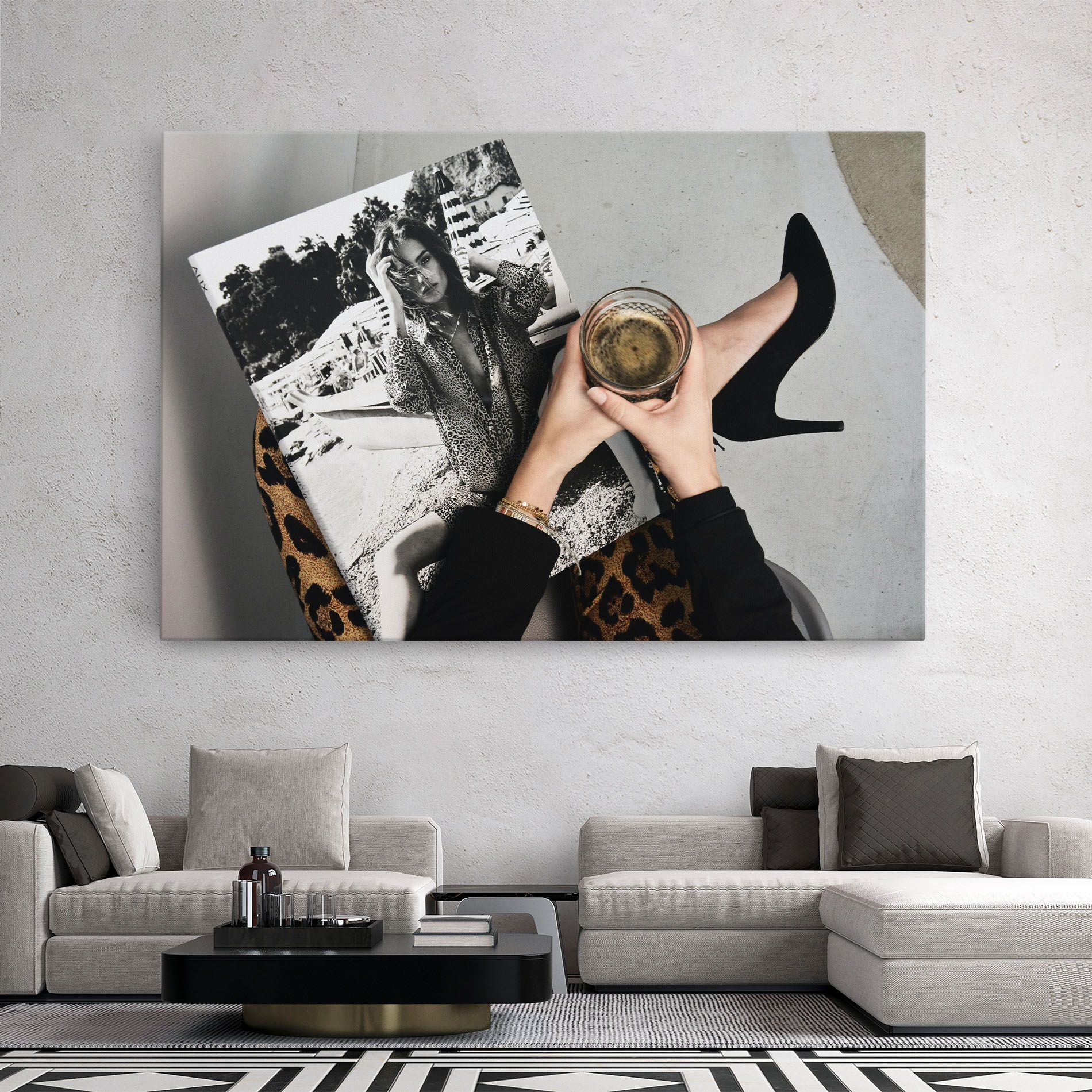 Black Shoes Holding Coffee mockup 2