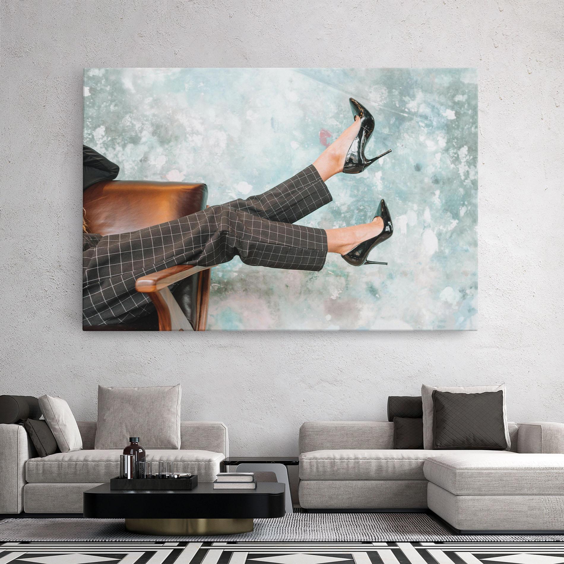 Tablou Canvas Black Shoes On Chair mockup 2