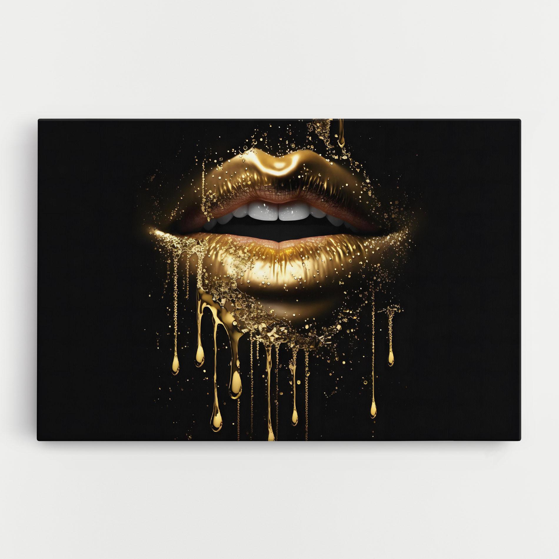 Tablou Canvas Golden Luxury Lips mockup 0